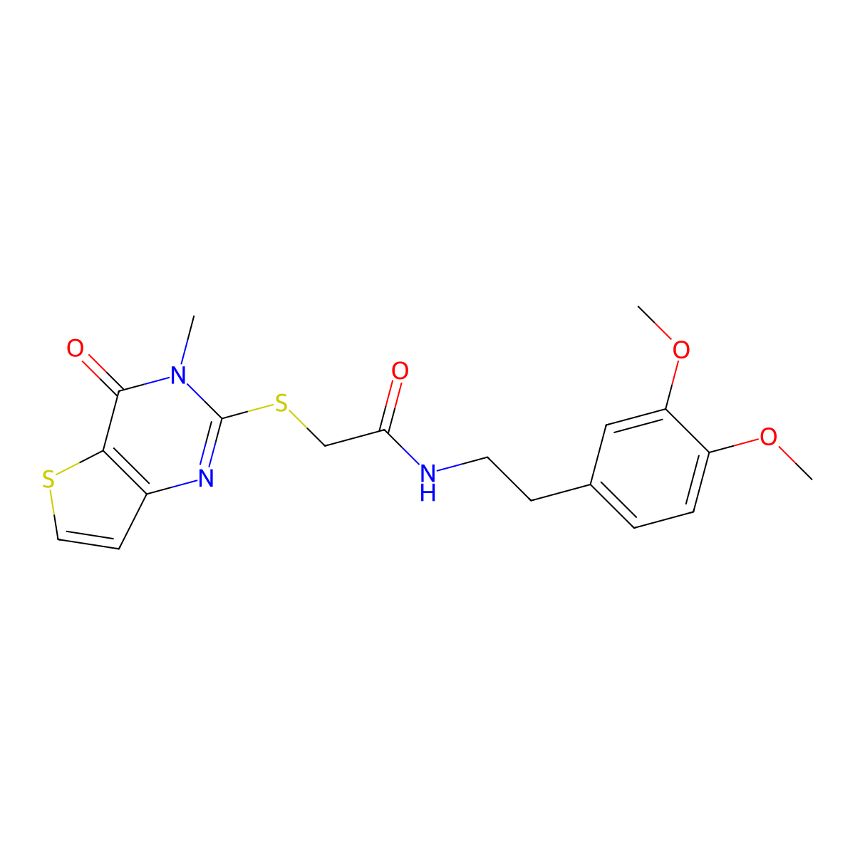 N-[2-(3,4-dimethoxyphenyl)ethyl]-2-[(3-methyl-4-oxo-3,4-dihydrothieno[3,2-d]pyrimidin-2-yl)sulfanyl]acetamide molecular structure, CAS 1252838-87-1