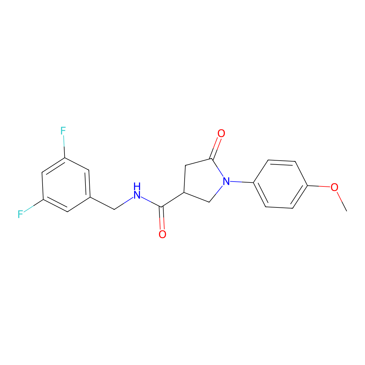 N-[(3,5-difluorophenyl)methyl]-1-(4-methoxyphenyl)-5-oxopyrrolidine-3-carboxamide molecular structure, CAS 1252839-31-8