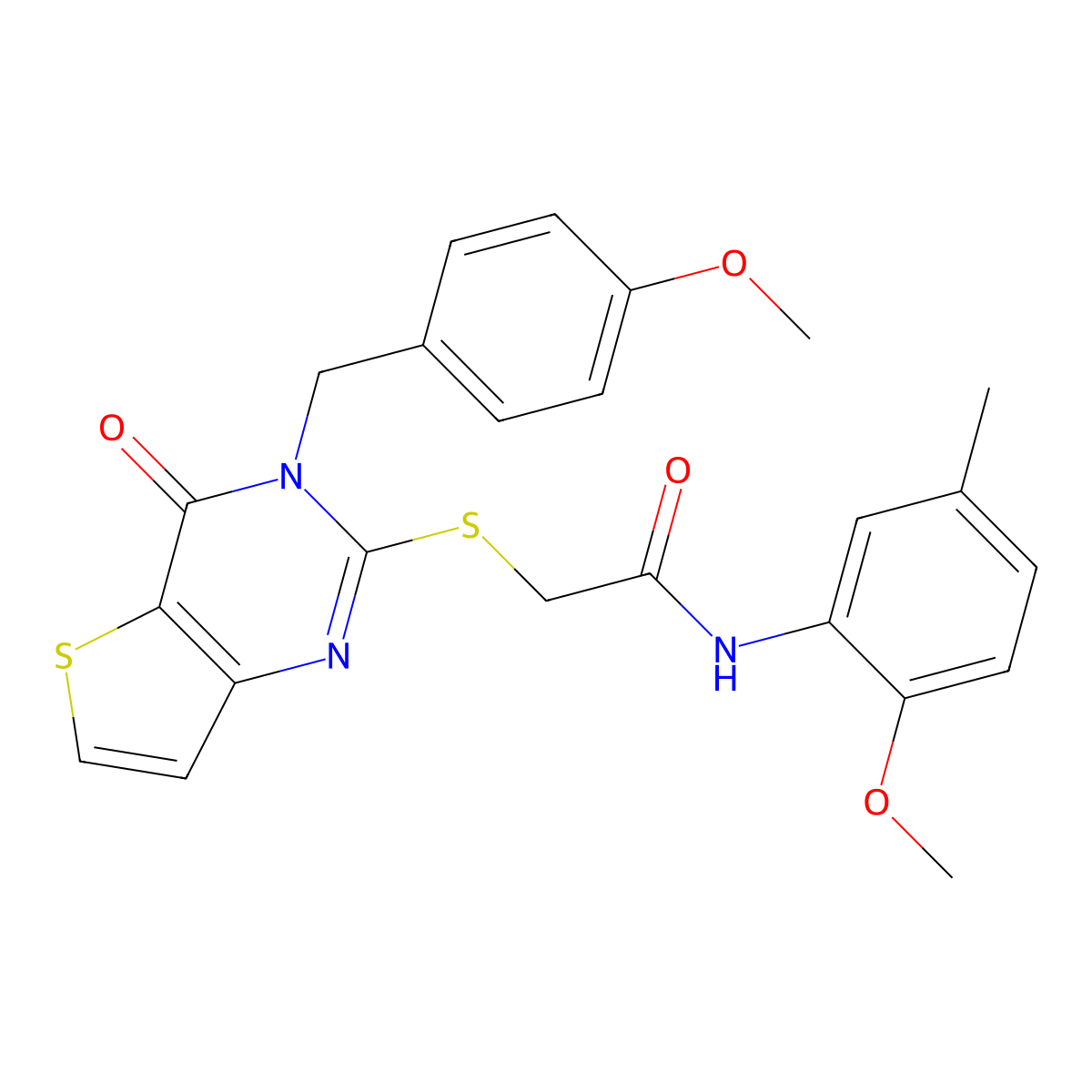 2-{[3-(4-methoxybenzyl)-4-oxo-3,4-dihydrothieno[3,2-d]pyrimidin-2-yl]sulfanyl}-N-(2-methoxy-5-methylphenyl)acetamide molecular structure, CAS 1252839-36-3