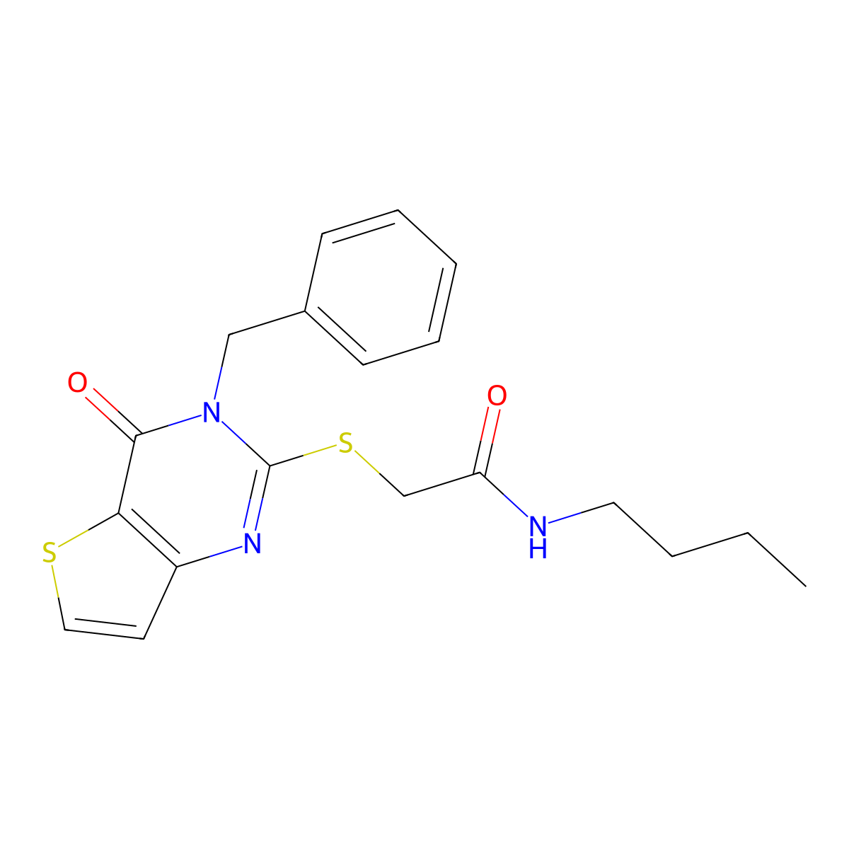 2-({3-benzyl-4-oxo-3H,4H-thieno[3,2-d]pyrimidin-2-yl}sulfanyl)-N-butylacetamide molecular structure, CAS 1252839-41-0