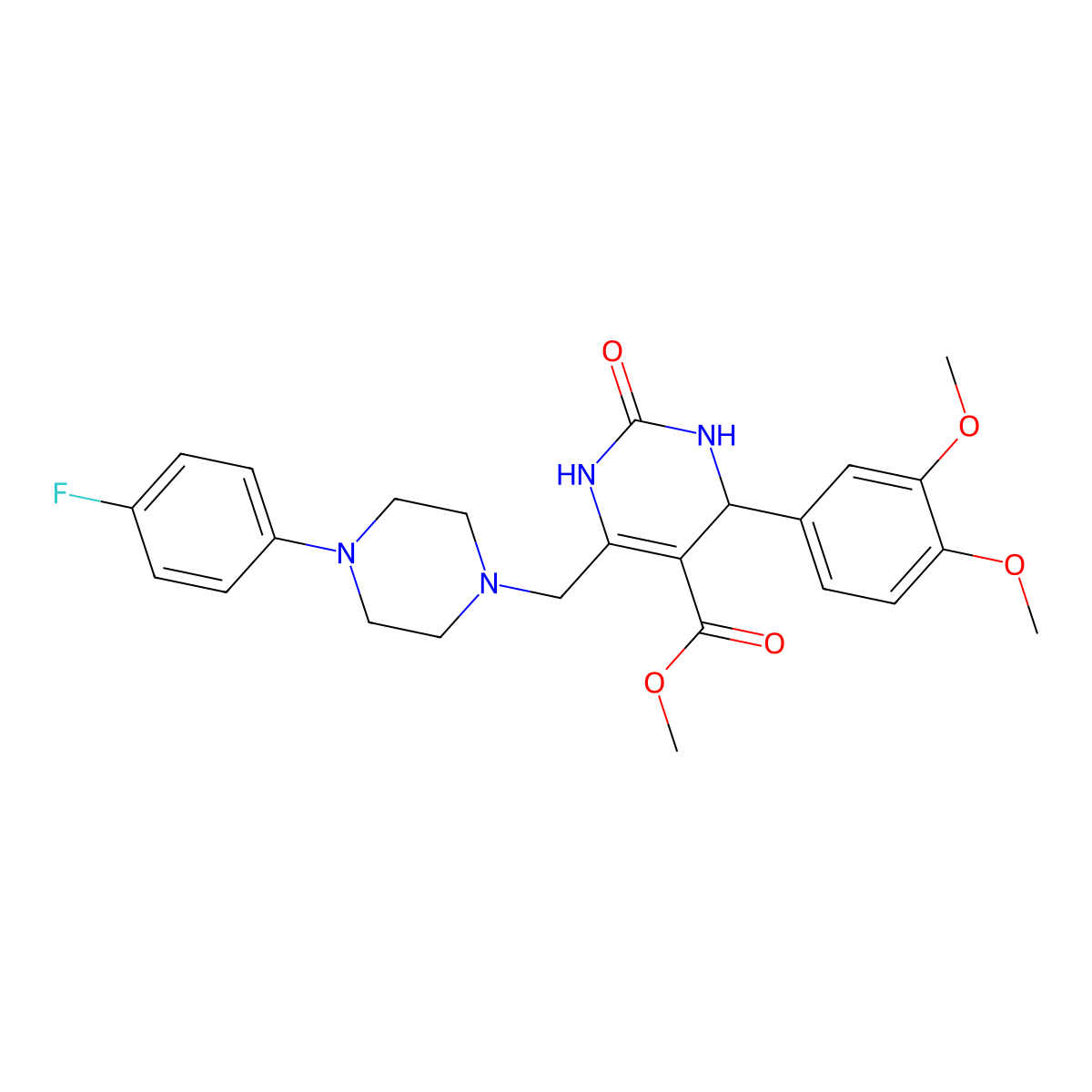 Methyl 4-(3,4-dimethoxyphenyl)-6-{[4-(4-fluorophenyl)piperazin-1-yl]methyl}-2-oxo-1,2,3,4-tetrahydropyrimidine-5-carboxylate molecular structure, CAS 1252839-46-5