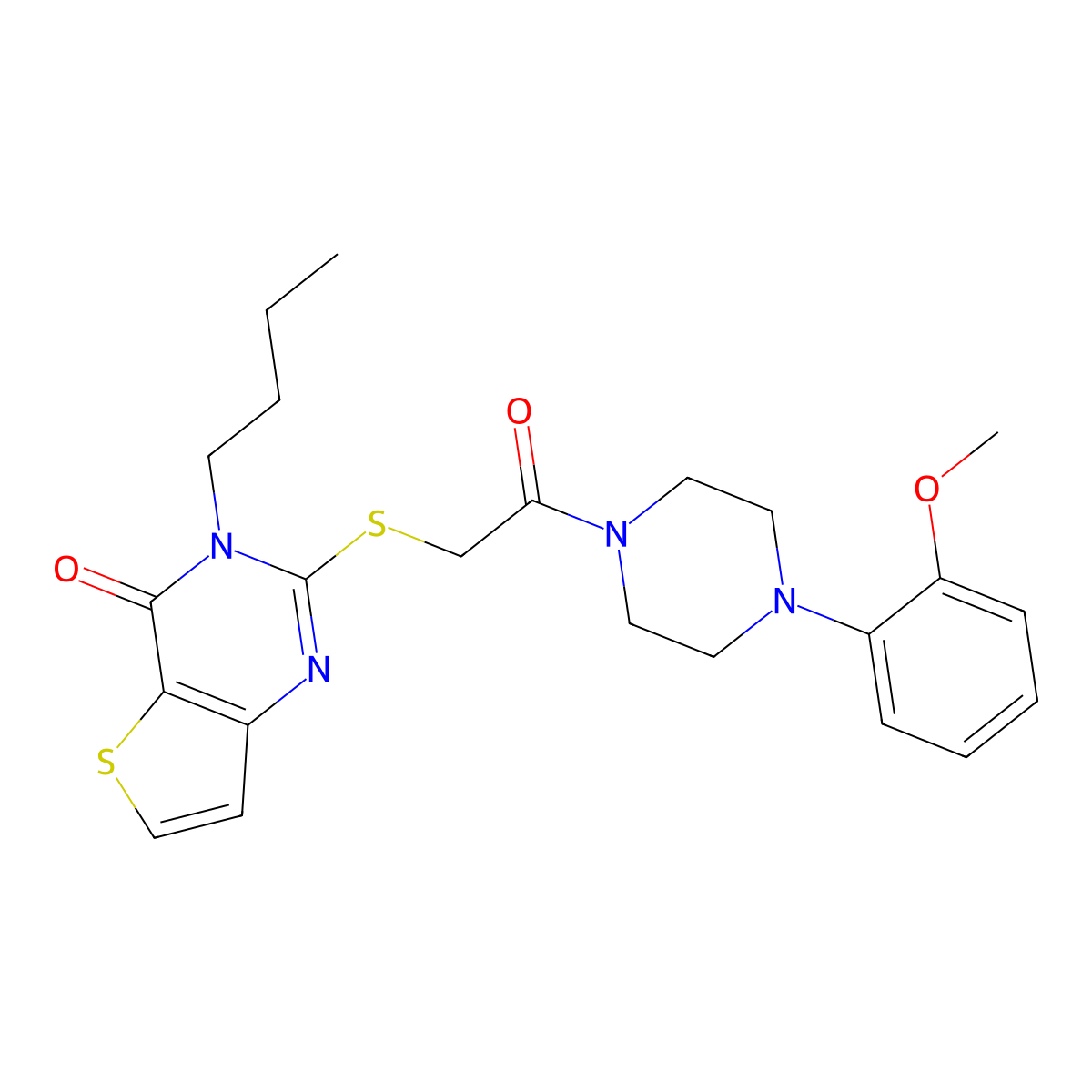 3-butyl-2-({2-[4-(2-methoxyphenyl)piperazin-1-yl]-2-oxoethyl}sulfanyl)-3H,4H-thieno[3,2-d]pyrimidin-4-one molecular structure, CAS 1252839-63-6