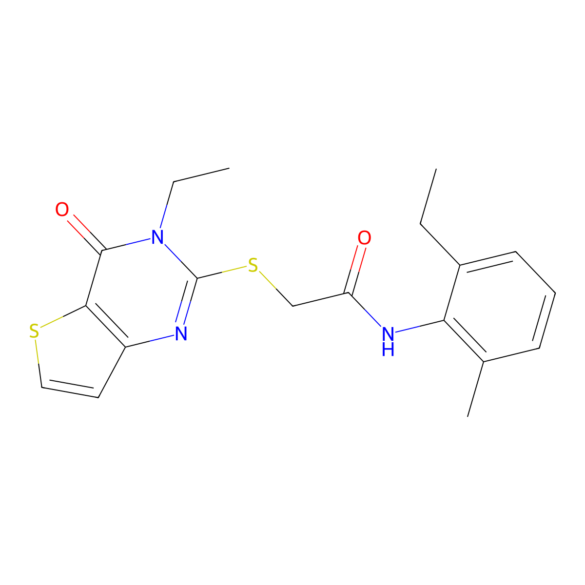 2-({3-ethyl-4-oxo-3H,4H-thieno[3,2-d]pyrimidin-2-yl}sulfanyl)-N-(2-ethyl-6-methylphenyl)acetamide molecular structure, CAS 1252840-07-5