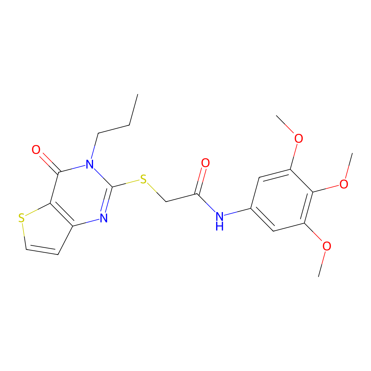 2-({4-oxo-3-propyl-3H,4H-thieno[3,2-d]pyrimidin-2-yl}sulfanyl)-N-(3,4,5-trimethoxyphenyl)acetamide molecular structure, CAS 1252842-01-5