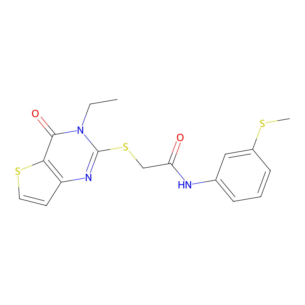 2-((3-ethyl-4-oxo-3,4-dihydrothieno[3,2-d]pyrimidin-2-yl)thio)-N-(3-(methylthio)phenyl)acetamide molecular structure, CAS 1252842-70-8