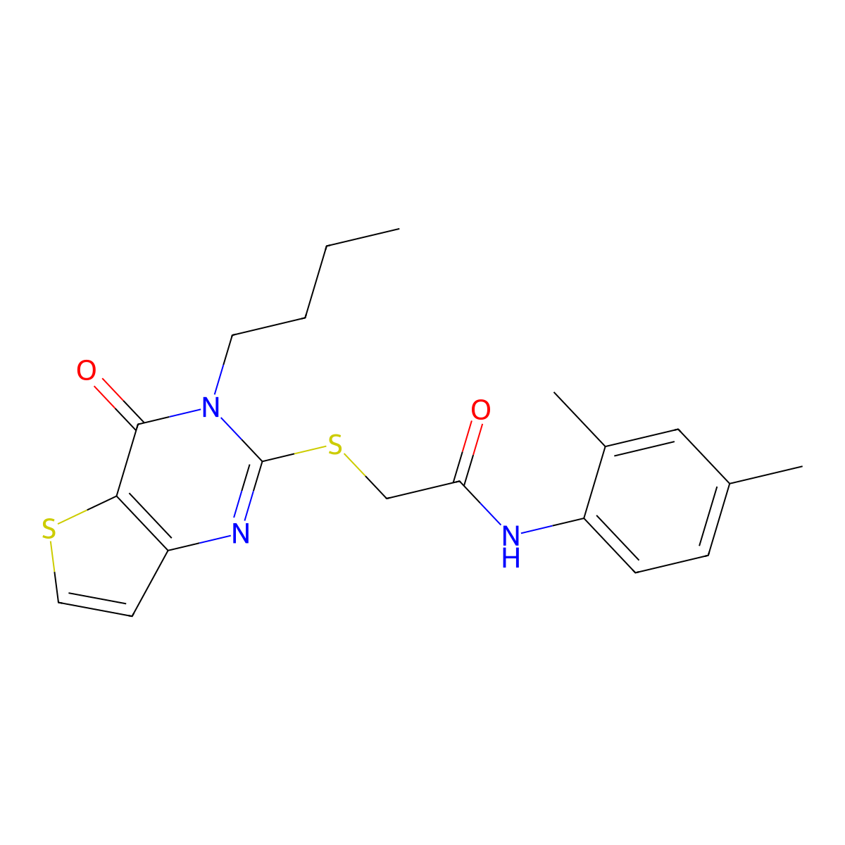 2-[(3-butyl-4-oxo-3,4-dihydrothieno[3,2-d]pyrimidin-2-yl)sulfanyl]-N-(2,4-dimethylphenyl)acetamide molecular structure, CAS 1252843-46-1