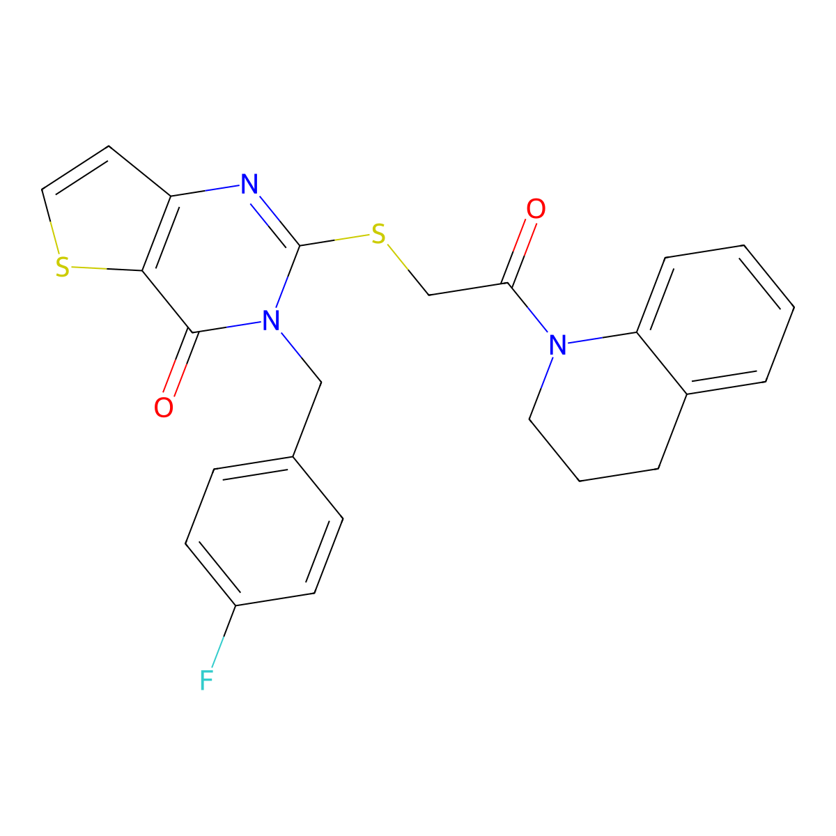 2-{[2-(3,4-dihydroquinolin-1(2H)-yl)-2-oxoethyl]sulfanyl}-3-(4-fluorobenzyl)thieno[3,2-d]pyrimidin-4(3H)-one molecular structure, CAS 1252843-65-4