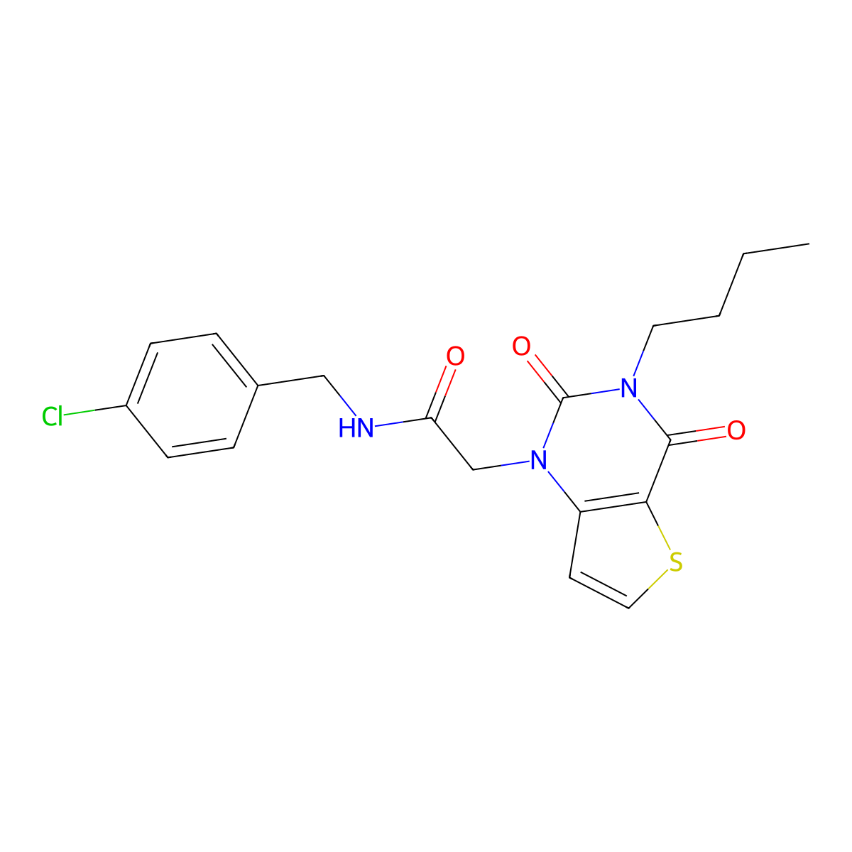 2-(3-butyl-2,4-dioxo-3,4-dihydrothieno[3,2-d]pyrimidin-1(2H)-yl)-N-(4-chlorobenzyl)acetamide molecular structure, CAS 1252843-98-3