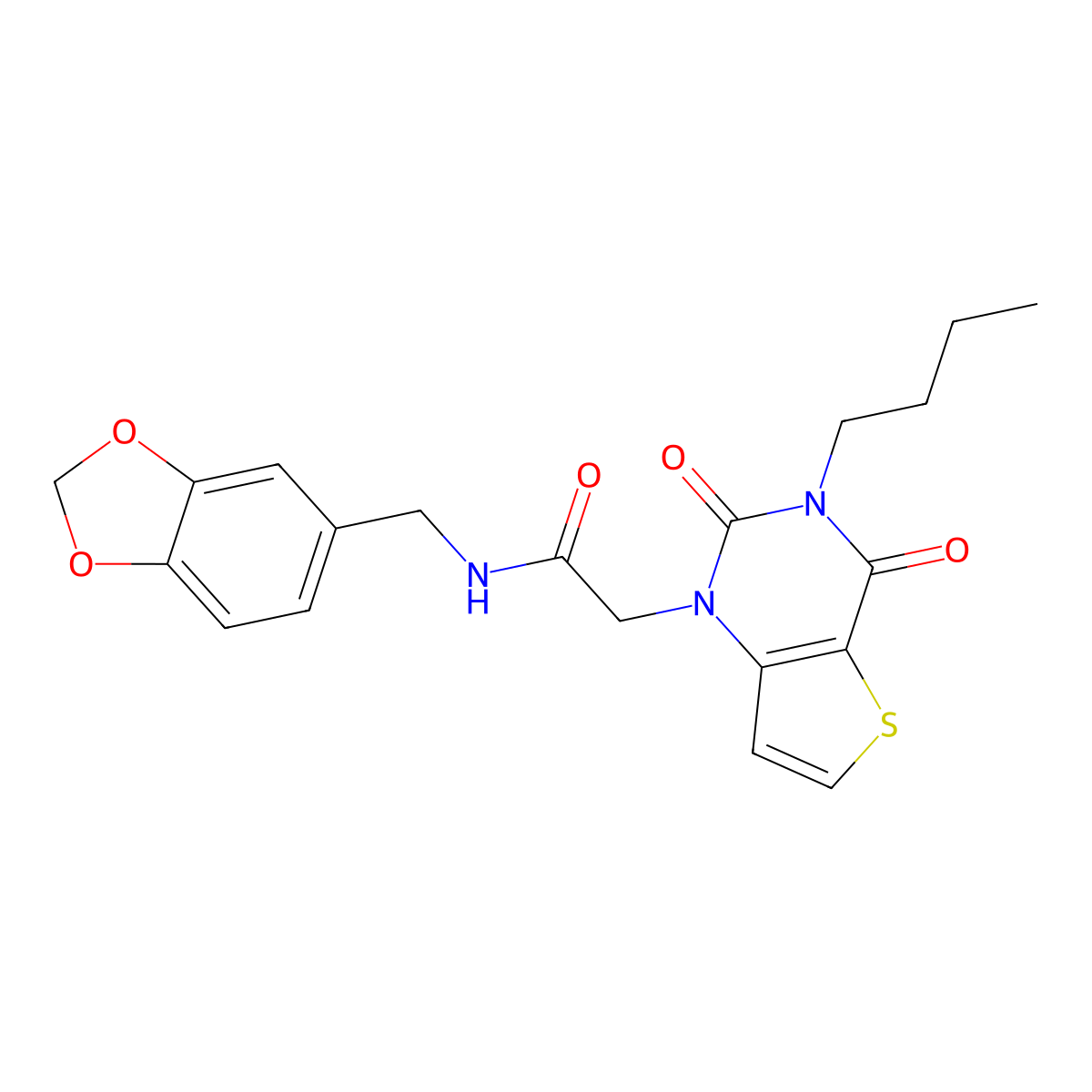 N-(1,3-benzodioxol-5-ylmethyl)-2-(3-butyl-2,4-dioxo-3,4-dihydrothieno[3,2-d]pyrimidin-1(2H)-yl)acetamide molecular structure, CAS 1252845-04-7