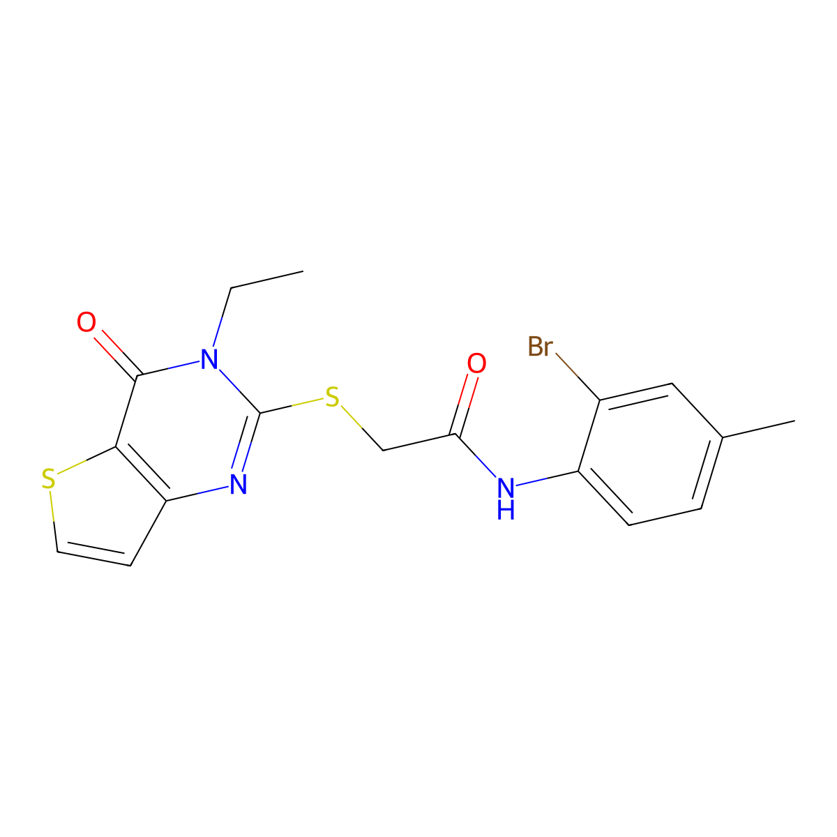 N-(2-bromo-4-methylphenyl)-2-({3-ethyl-4-oxo-3H,4H-thieno[3,2-d]pyrimidin-2-yl}sulfanyl)acetamide molecular structure, CAS 1252845-18-3
