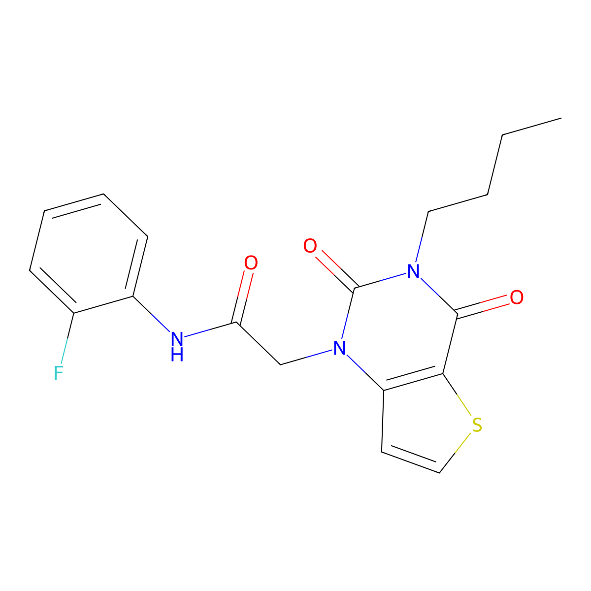 2-(3-butyl-2,4-dioxo-3,4-dihydrothieno[3,2-d]pyrimidin-1(2H)-yl)-N-(2-fluorophenyl)acetamide molecular structure, CAS 1252845-70-7