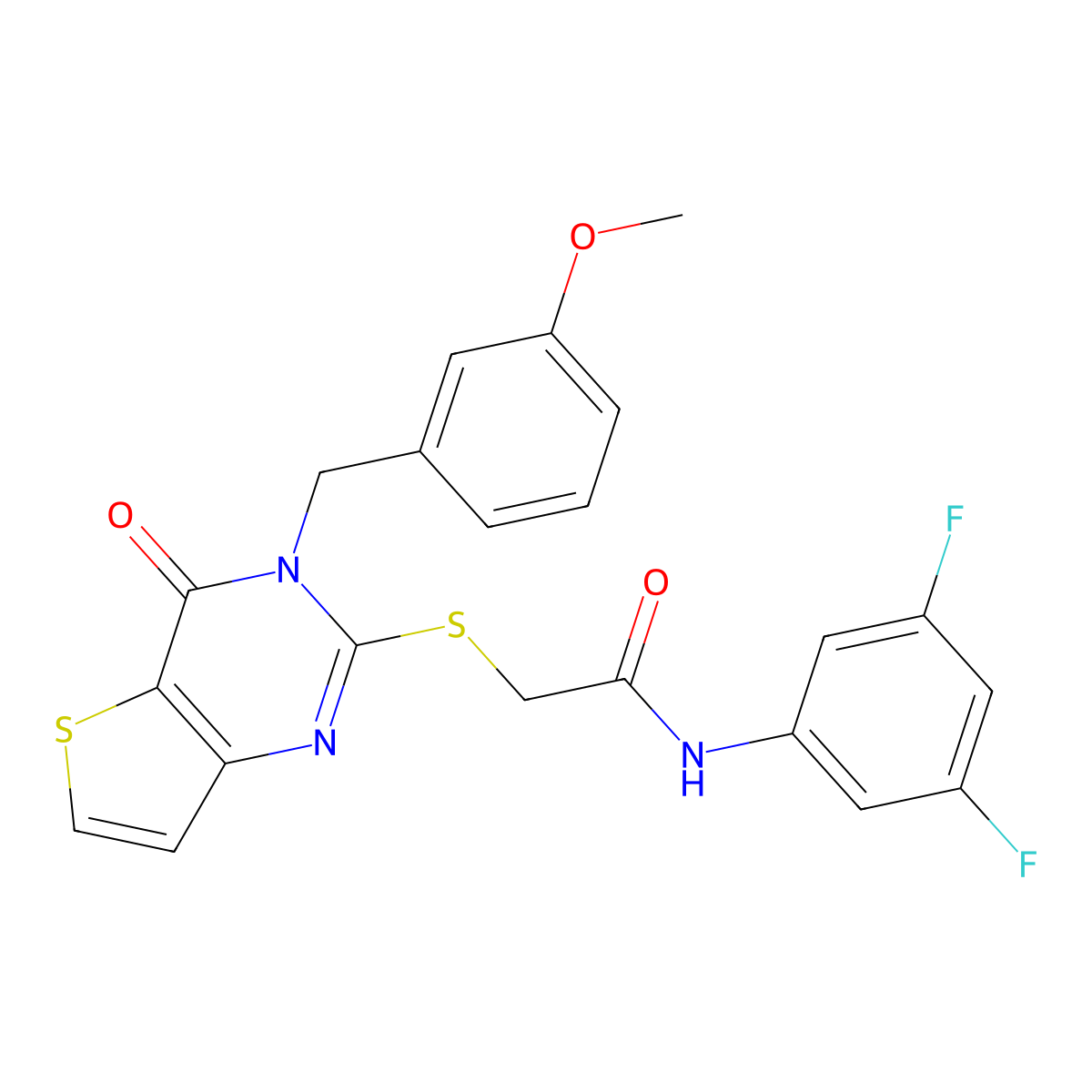 N-(3,5-difluorophenyl)-2-{[3-(3-methoxybenzyl)-4-oxo-3,4-dihydrothieno[3,2-d]pyrimidin-2-yl]sulfanyl}acetamide molecular structure, CAS 1252845-81-0
