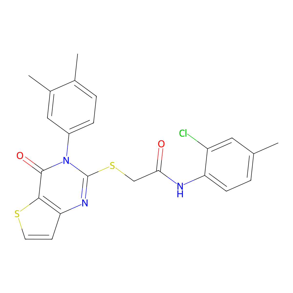 N-(2-chloro-4-methylphenyl)-2-{[3-(3,4-dimethylphenyl)-4-oxo-3,4-dihydrothieno[3,2-d]pyrimidin-2-yl]sulfanyl}acetamide molecular structure, CAS 1252846-07-3