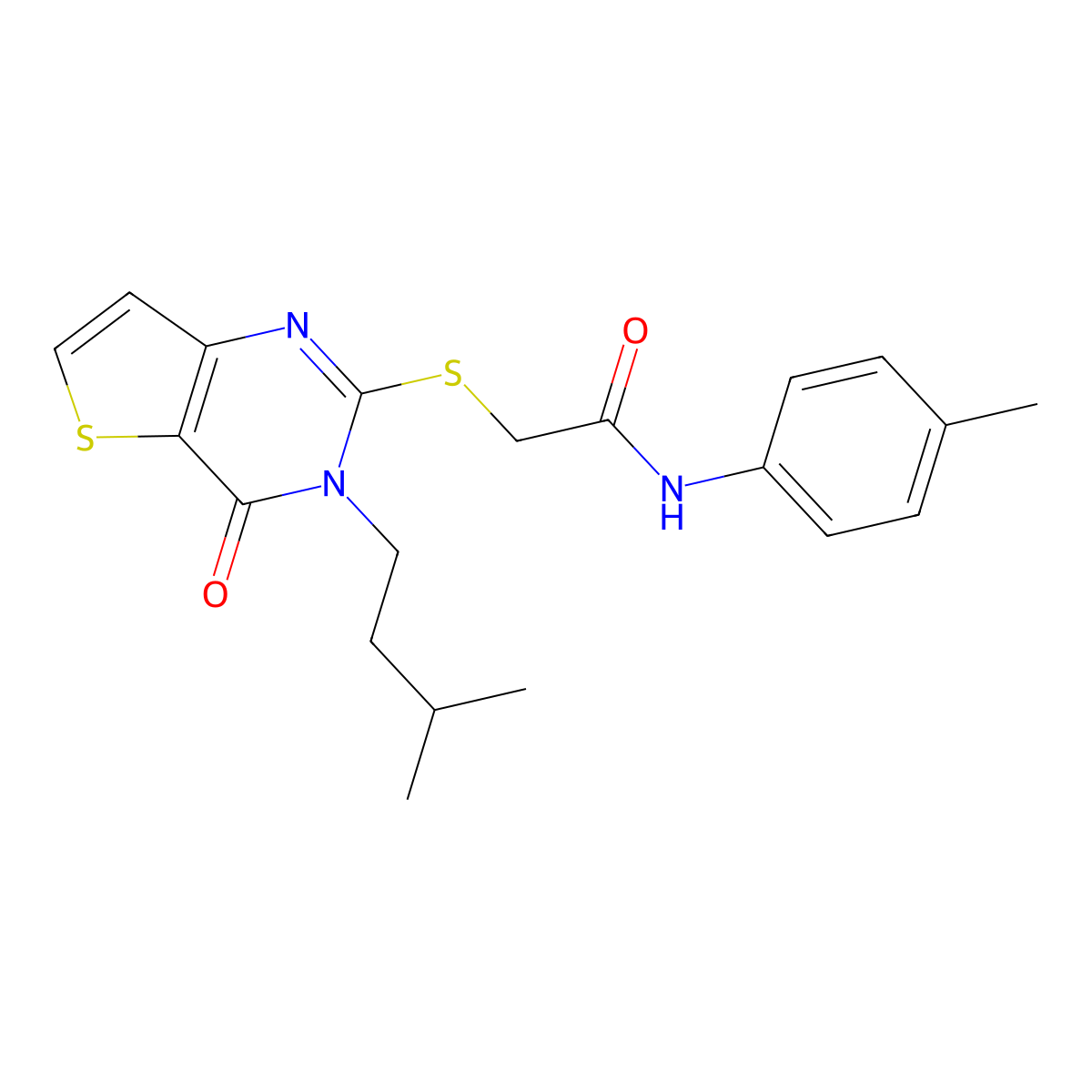 2-{[3-(3-methylbutyl)-4-oxo-3,4-dihydrothieno[3,2-d]pyrimidin-2-yl]sulfanyl}-N-(4-methylphenyl)acetamide molecular structure, CAS 1252846-23-3