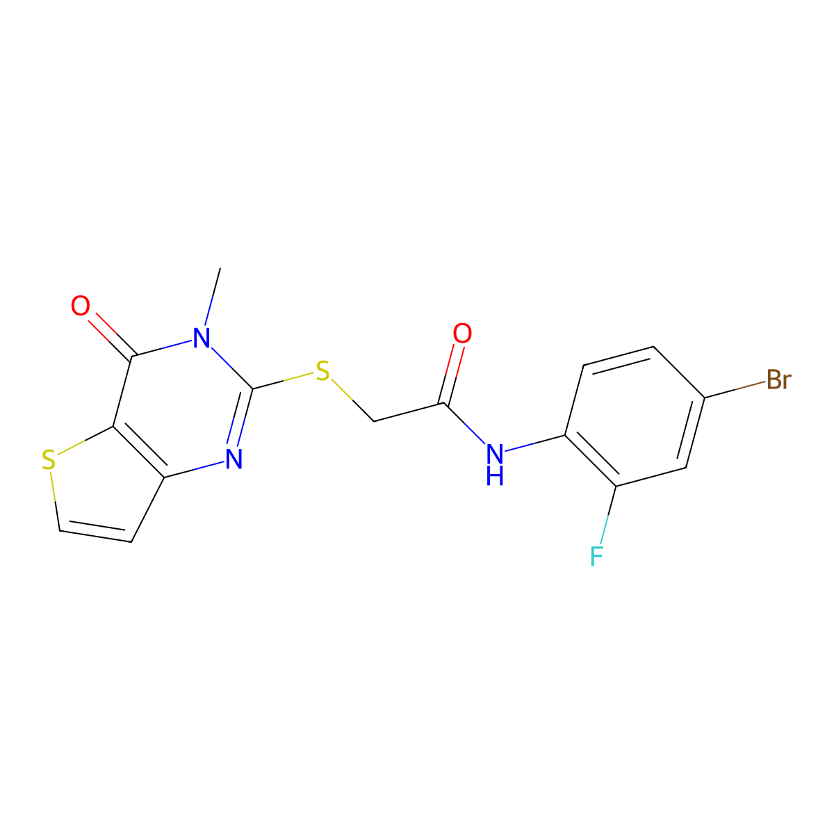 N-(4-bromo-2-fluorophenyl)-2-[(3-methyl-4-oxo-3,4-dihydrothieno[3,2-d]pyrimidin-2-yl)sulfanyl]acetamide molecular structure, CAS 1252847-52-1