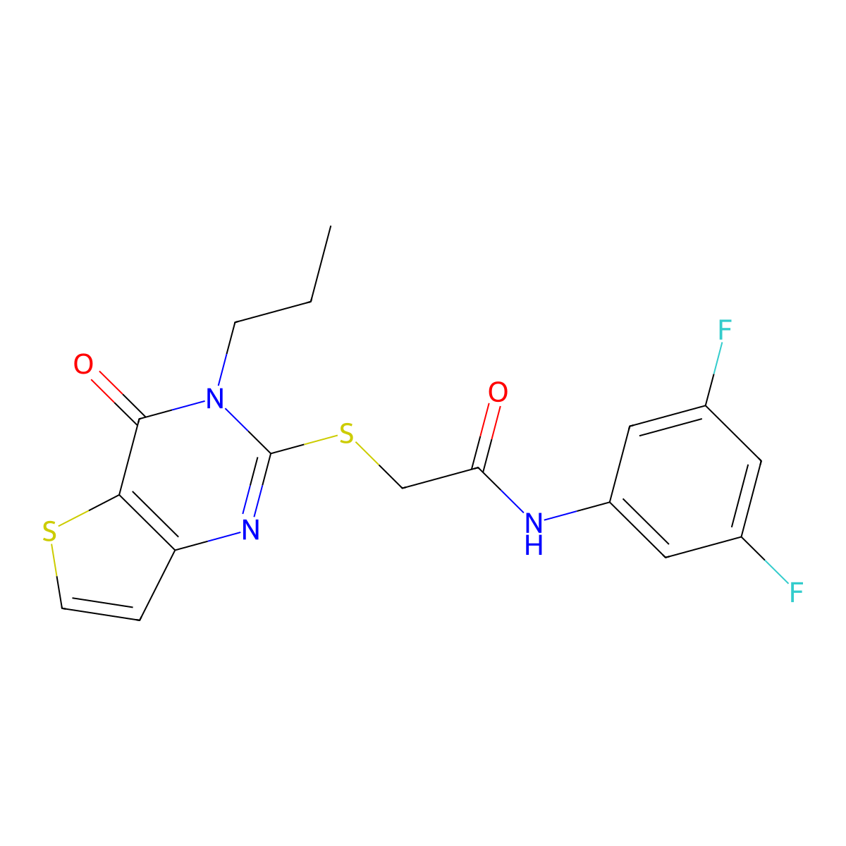 N-(3,5-difluorophenyl)-2-({4-oxo-3-propyl-3H,4H-thieno[3,2-d]pyrimidin-2-yl}sulfanyl)acetamide molecular structure, CAS 1252847-89-4
