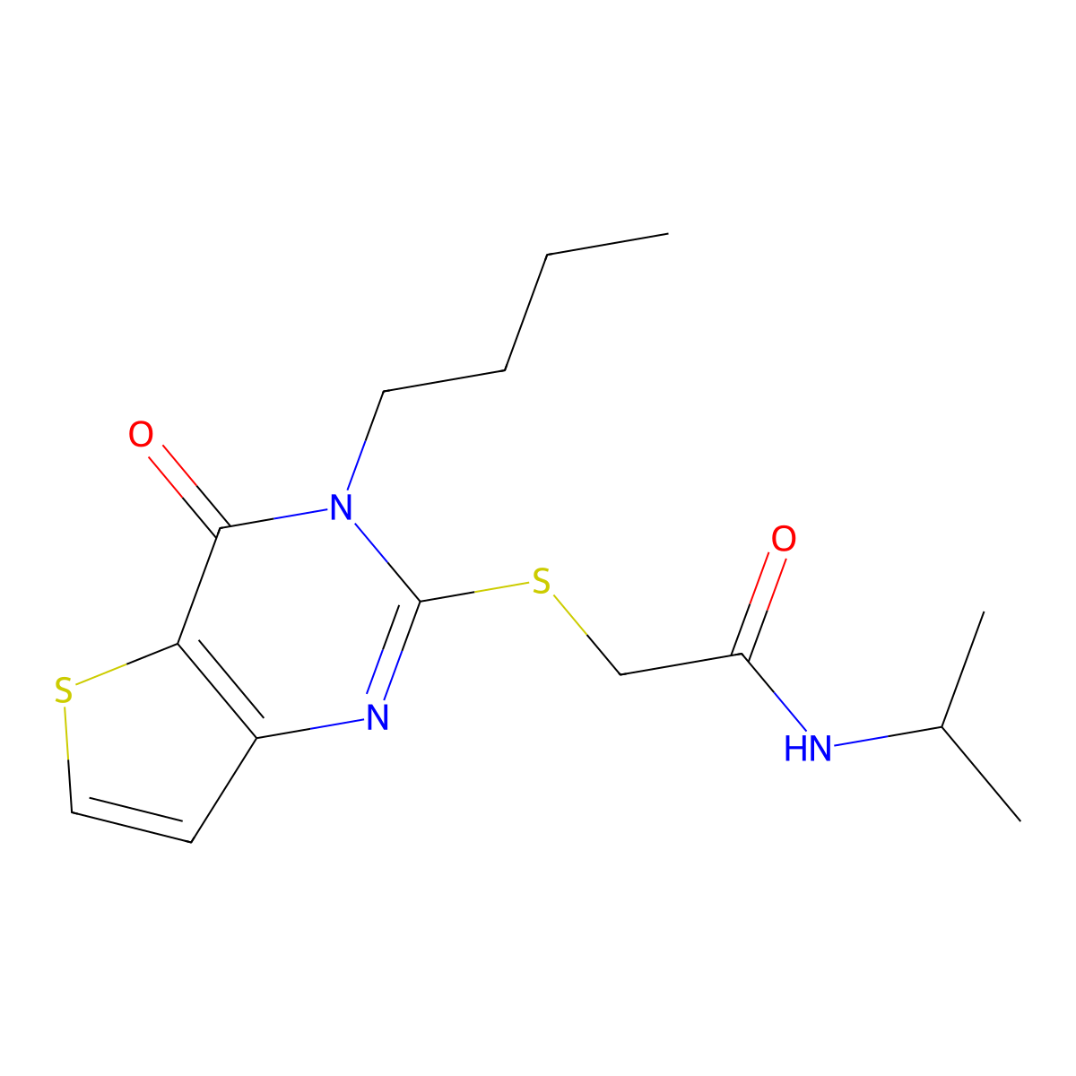 2-[(3-butyl-4-oxo-3,4-dihydrothieno[3,2-d]pyrimidin-2-yl)sulfanyl]-N-(propan-2-yl)acetamide molecular structure, CAS 1252847-91-8