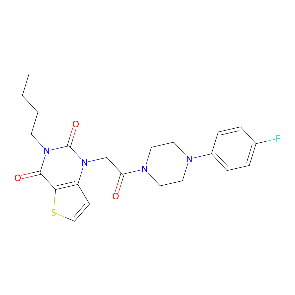 3-butyl-1-(2-(4-(4-fluorophenyl)piperazin-1-yl)-2-oxoethyl)thieno[3,2-d]pyrimidine-2,4(1H,3H)-dione molecular structure, CAS 1252849-03-8