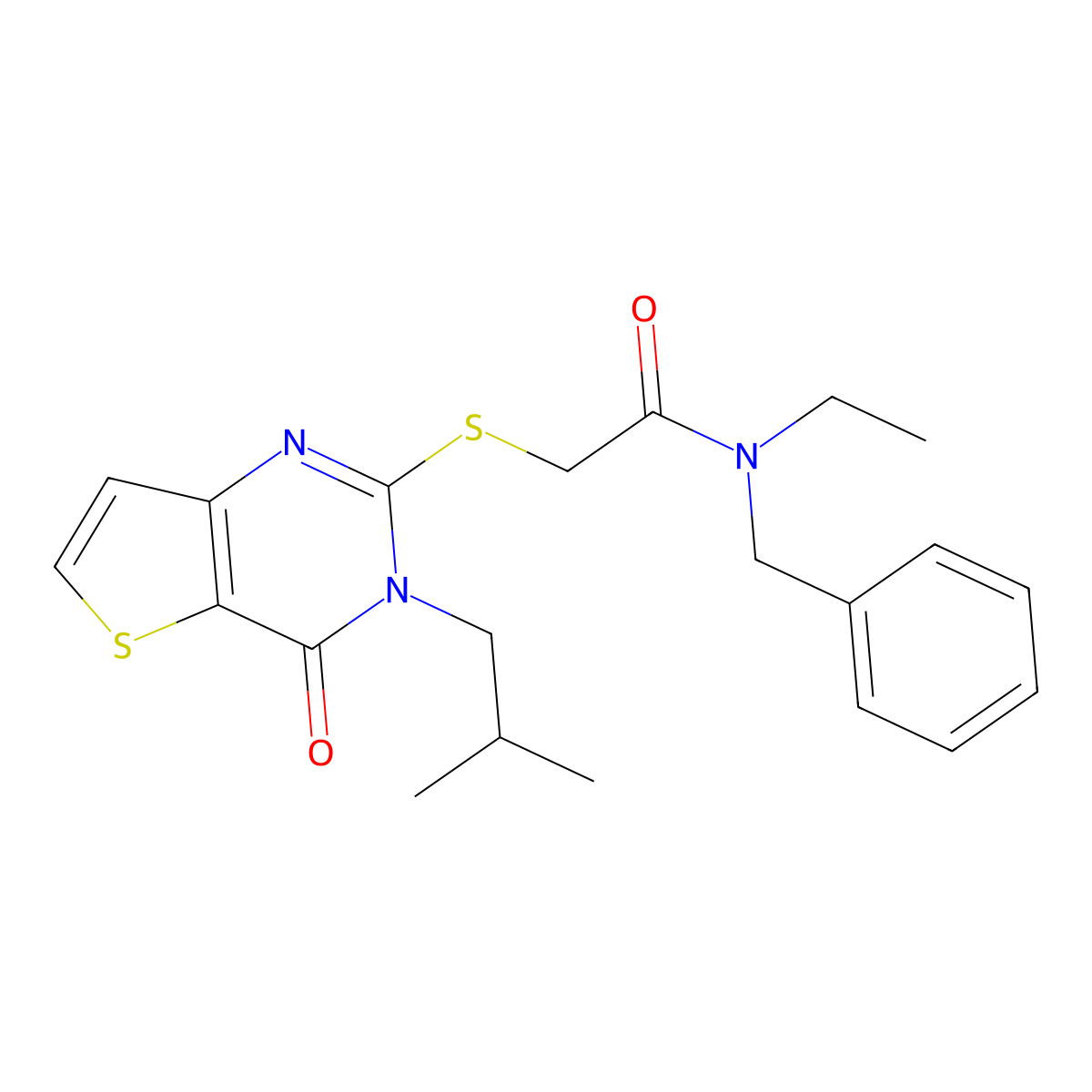 N-benzyl-N-ethyl-2-{[3-(2-methylpropyl)-4-oxo-3,4-dihydrothieno[3,2-d]pyrimidin-2-yl]sulfanyl}acetamide molecular structure, CAS 1252849-66-3