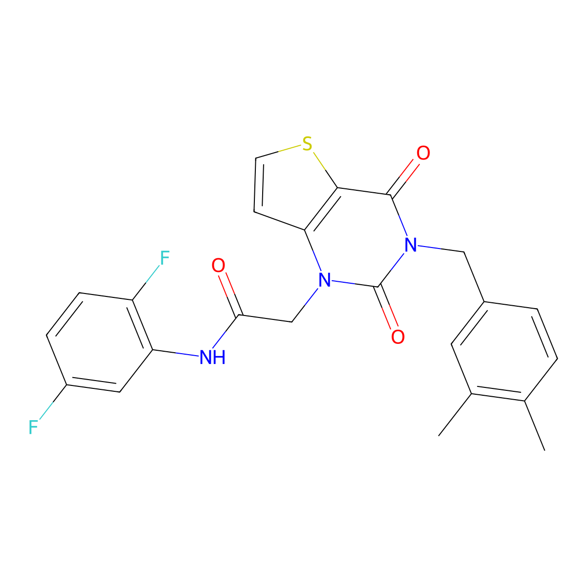 N-(2,5-difluorophenyl)-2-(3-(3,4-dimethylbenzyl)-2,4-dioxo-3,4-dihydrothieno[3,2-d]pyrimidin-1(2H)-yl)acetamide molecular structure, CAS 1252850-59-1