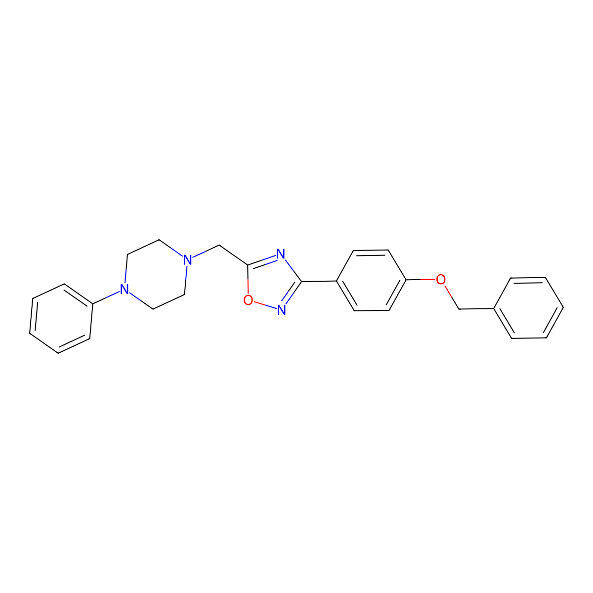 1-({3-[4-(Benzyloxy)phenyl]-1,2,4-oxadiazol-5-yl}methyl)-4-phenylpiperazine molecular structure, CAS 1252850-92-2