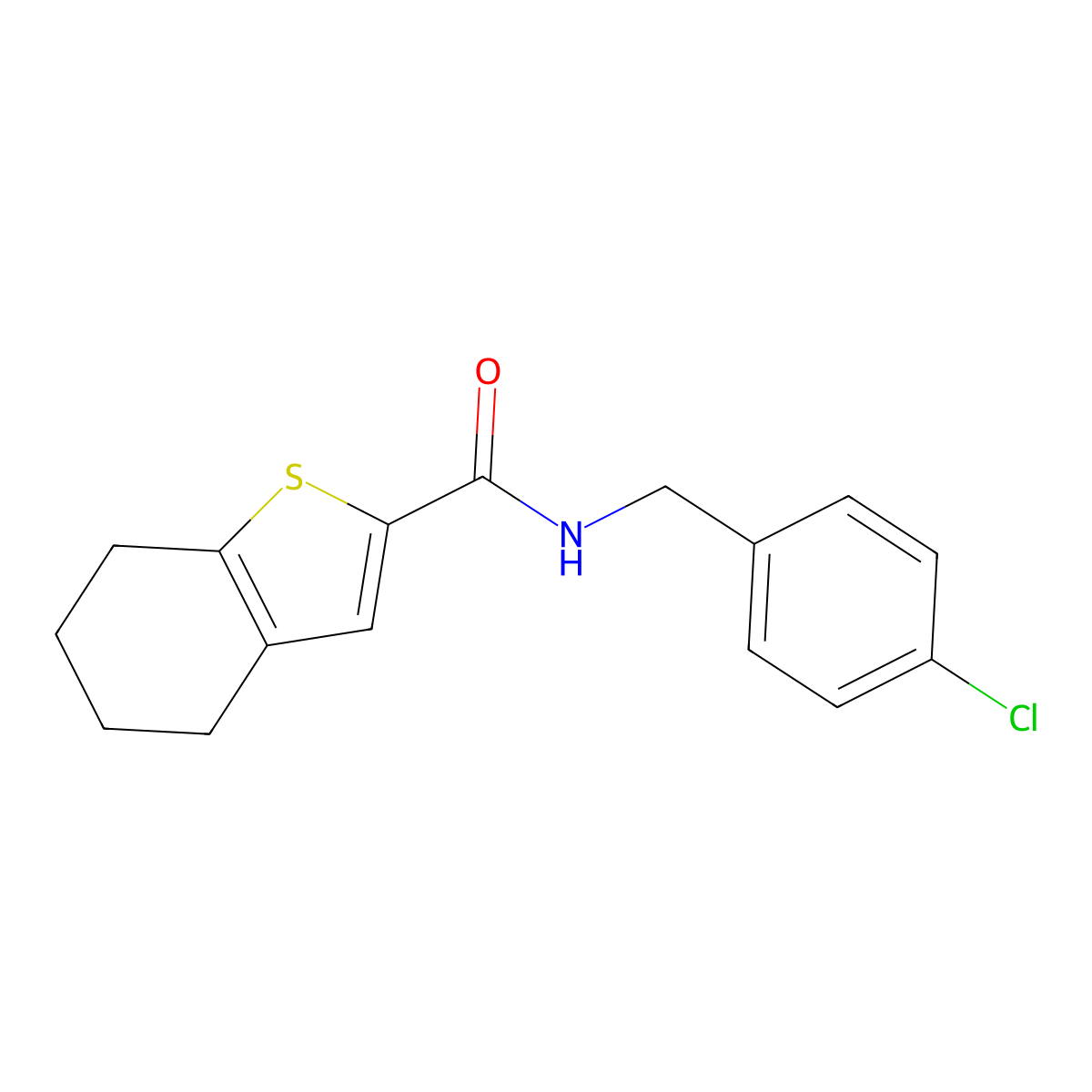 N-[(4-chlorophenyl)methyl]-4,5,6,7-tetrahydro-1-benzothiophene-2-carboxamide molecular structure, CAS 1252851-03-8