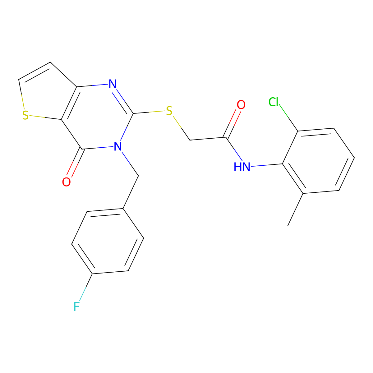 N-(2-chloro-6-methylphenyl)-2-({3-[(4-fluorophenyl)methyl]-4-oxo-3H,4H-thieno[3,2-d]pyrimidin-2-yl}sulfanyl)acetamide molecular structure, CAS 1252851-79-8