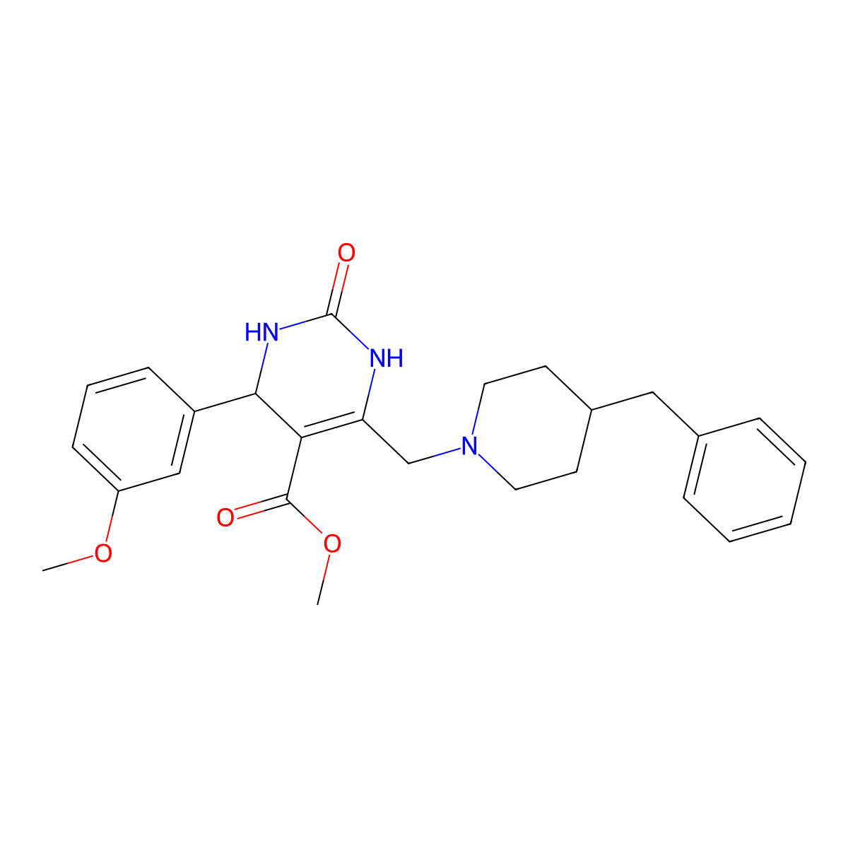 Methyl 6-[(4-benzylpiperidin-1-yl)methyl]-4-(3-methoxyphenyl)-2-oxo-1,2,3,4-tetrahydropyrimidine-5-carboxylate molecular structure, CAS 1252852-76-8