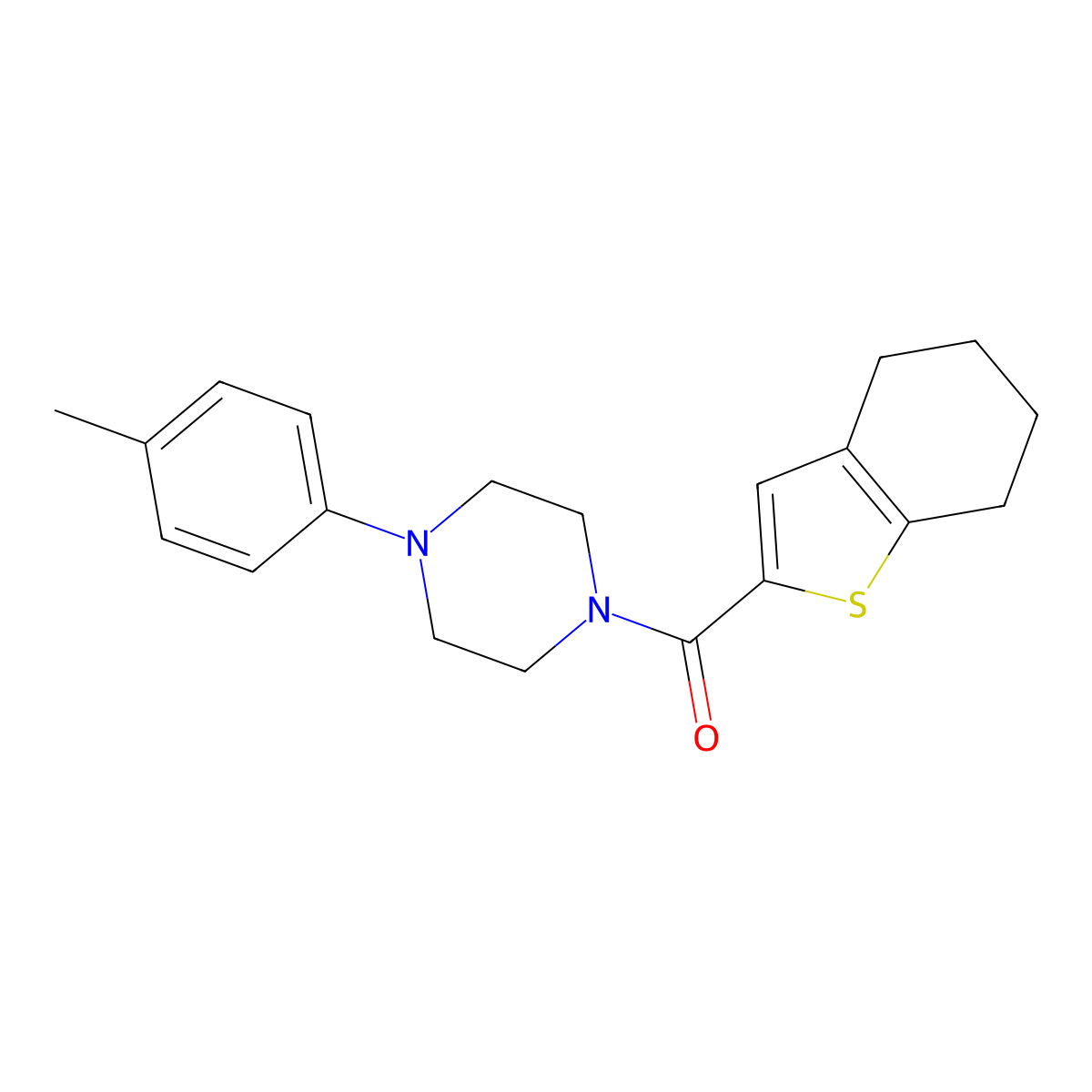1-(4-Methylphenyl)-4-(4,5,6,7-tetrahydro-1-benzothiophene-2-carbonyl)piperazine molecular structure, CAS 1252853-60-3