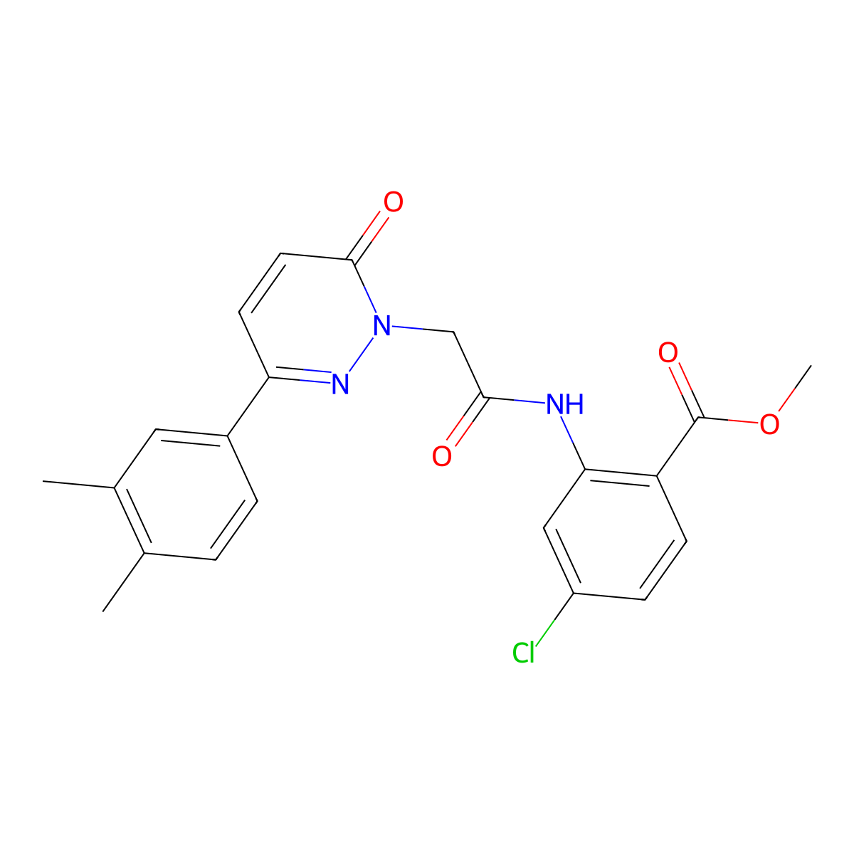methyl 4-chloro-2-({[3-(3,4-dimethylphenyl)-6-oxopyridazin-1(6H)-yl]acetyl}amino)benzoate molecular structure, CAS 1252853-80-7