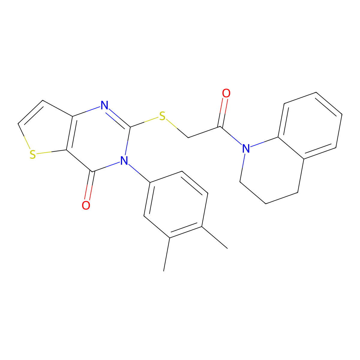 2-((2-(3,4-dihydroquinolin-1(2H)-yl)-2-oxoethyl)thio)-3-(3,4-dimethylphenyl)thieno[3,2-d]pyrimidin-4(3H)-one molecular structure, CAS 1252854-88-8