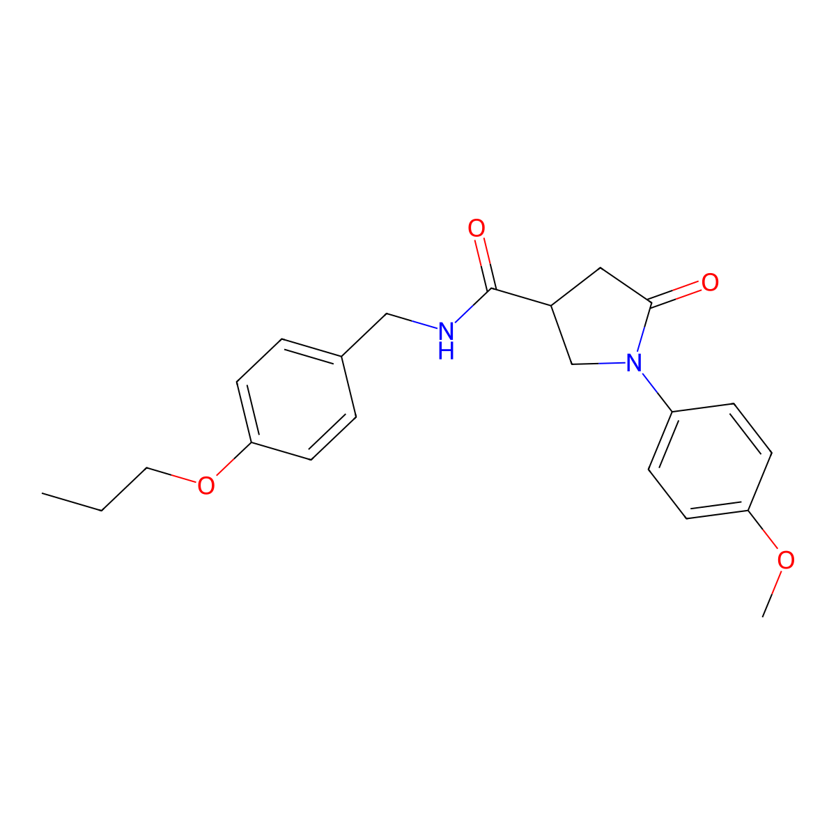 1-(4-methoxyphenyl)-5-oxo-N-[(4-propoxyphenyl)methyl]pyrrolidine-3-carboxamide molecular structure, CAS 1252855-65-4