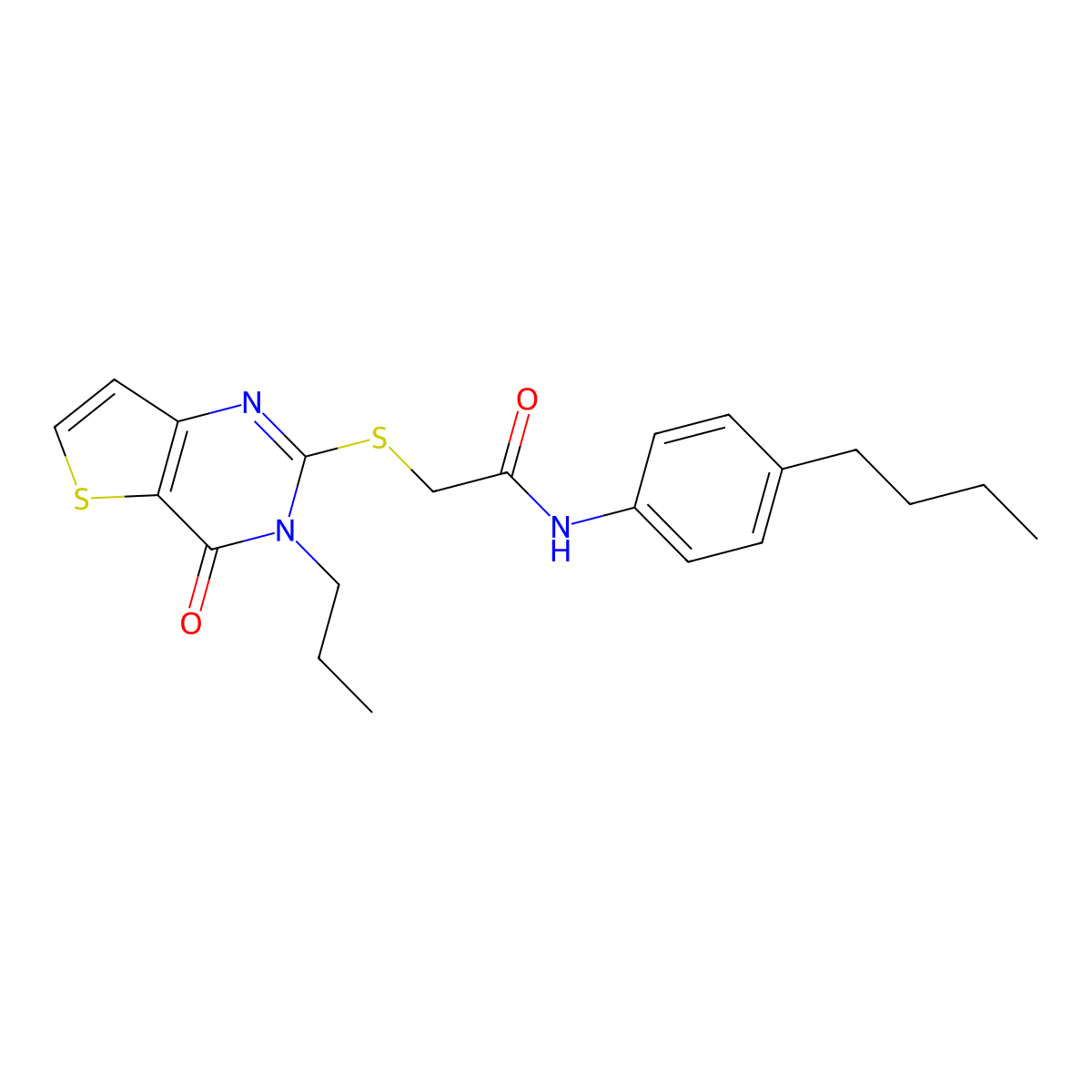 N-(4-butylphenyl)-2-({4-oxo-3-propyl-3H,4H-thieno[3,2-d]pyrimidin-2-yl}sulfanyl)acetamide molecular structure, CAS 1252855-82-5