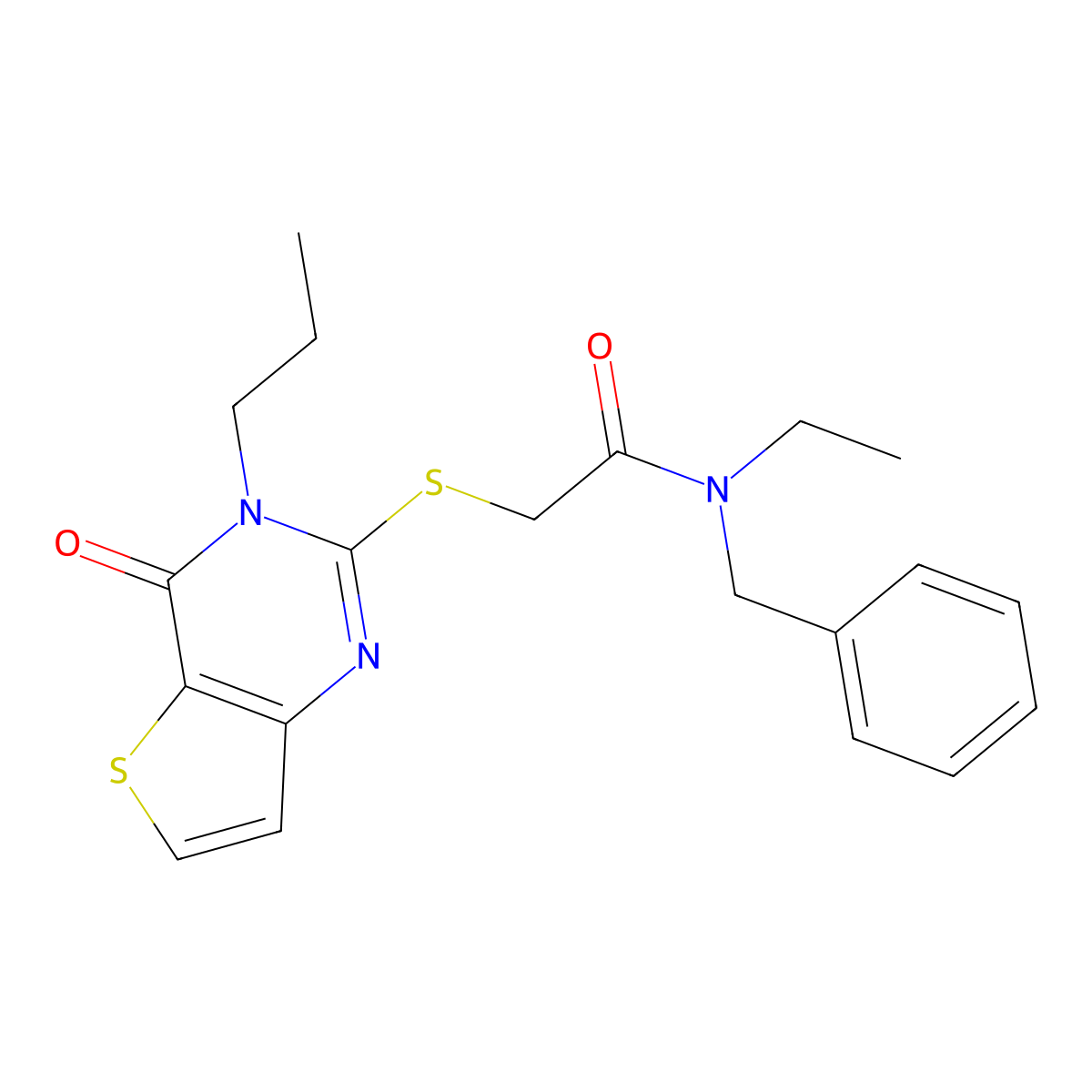 N-benzyl-N-ethyl-2-({4-oxo-3-propyl-3H,4H-thieno[3,2-d]pyrimidin-2-yl}sulfanyl)acetamide molecular structure, CAS 1252855-83-6