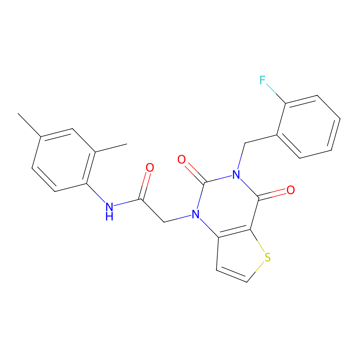 N-(2,4-dimethylphenyl)-2-{3-[(2-fluorophenyl)methyl]-2,4-dioxo-1H,2H,3H,4H-thieno[3,2-d]pyrimidin-1-yl}acetamide molecular structure, CAS 1252855-84-7