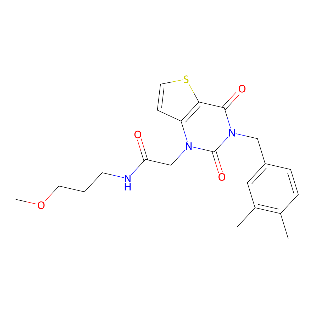 2-(3-(3,4-dimethylbenzyl)-2,4-dioxo-3,4-dihydrothieno[3,2-d]pyrimidin-1(2H)-yl)-N-(3-methoxypropyl)acetamide molecular structure, CAS 1252856-02-2