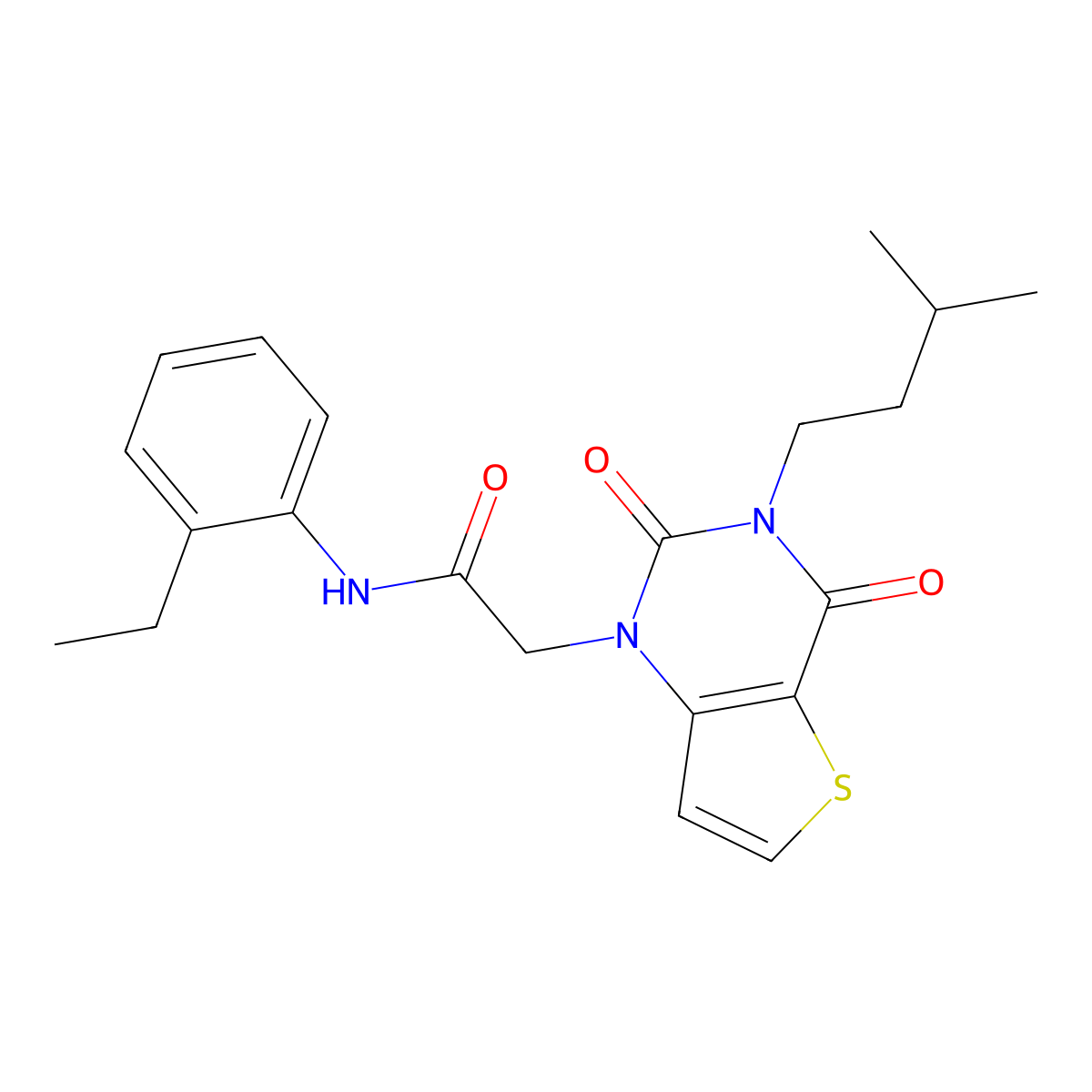 N-(2-ethylphenyl)-2-[3-(3-methylbutyl)-2,4-dioxo-1H,2H,3H,4H-thieno[3,2-d]pyrimidin-1-yl]acetamide molecular structure, CAS 1252856-20-4