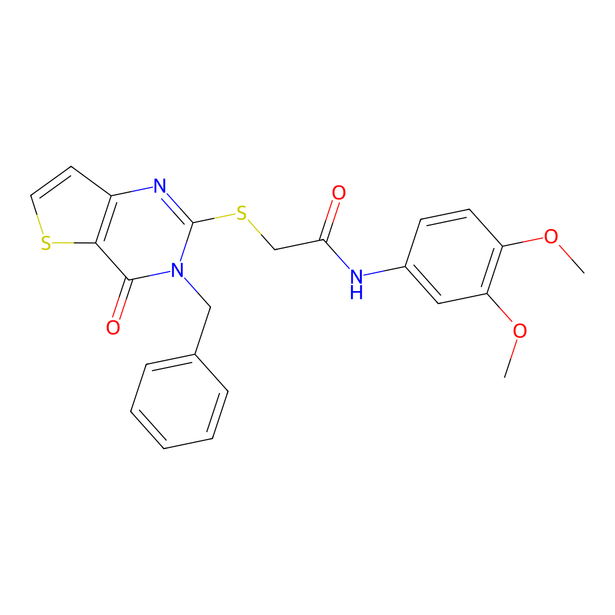 2-({3-benzyl-4-oxo-3H,4H-thieno[3,2-d]pyrimidin-2-yl}sulfanyl)-N-(3,4-dimethoxyphenyl)acetamide molecular structure, CAS 1252856-24-8