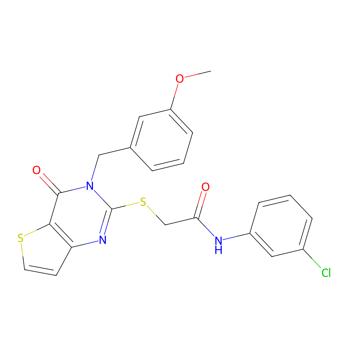N-(3-chlorophenyl)-2-({3-[(3-methoxyphenyl)methyl]-4-oxo-3H,4H-thieno[3,2-d]pyrimidin-2-yl}sulfanyl)acetamide molecular structure, CAS 1252856-56-6
