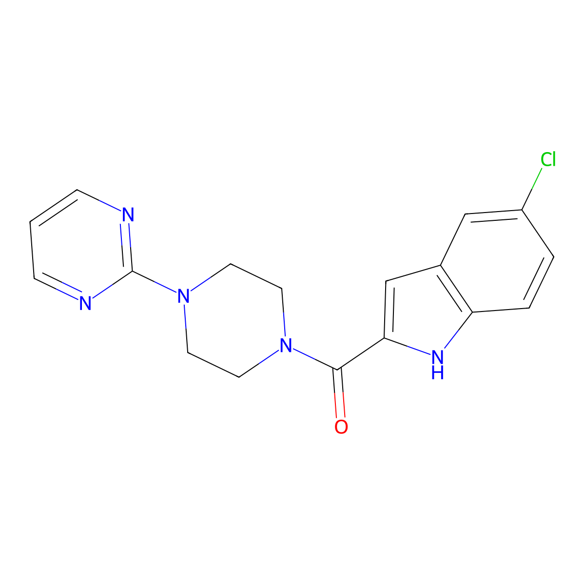 5-chloro-2-[4-(pyrimidin-2-yl)piperazine-1-carbonyl]-1H-indole molecular structure, CAS 1252857-01-4