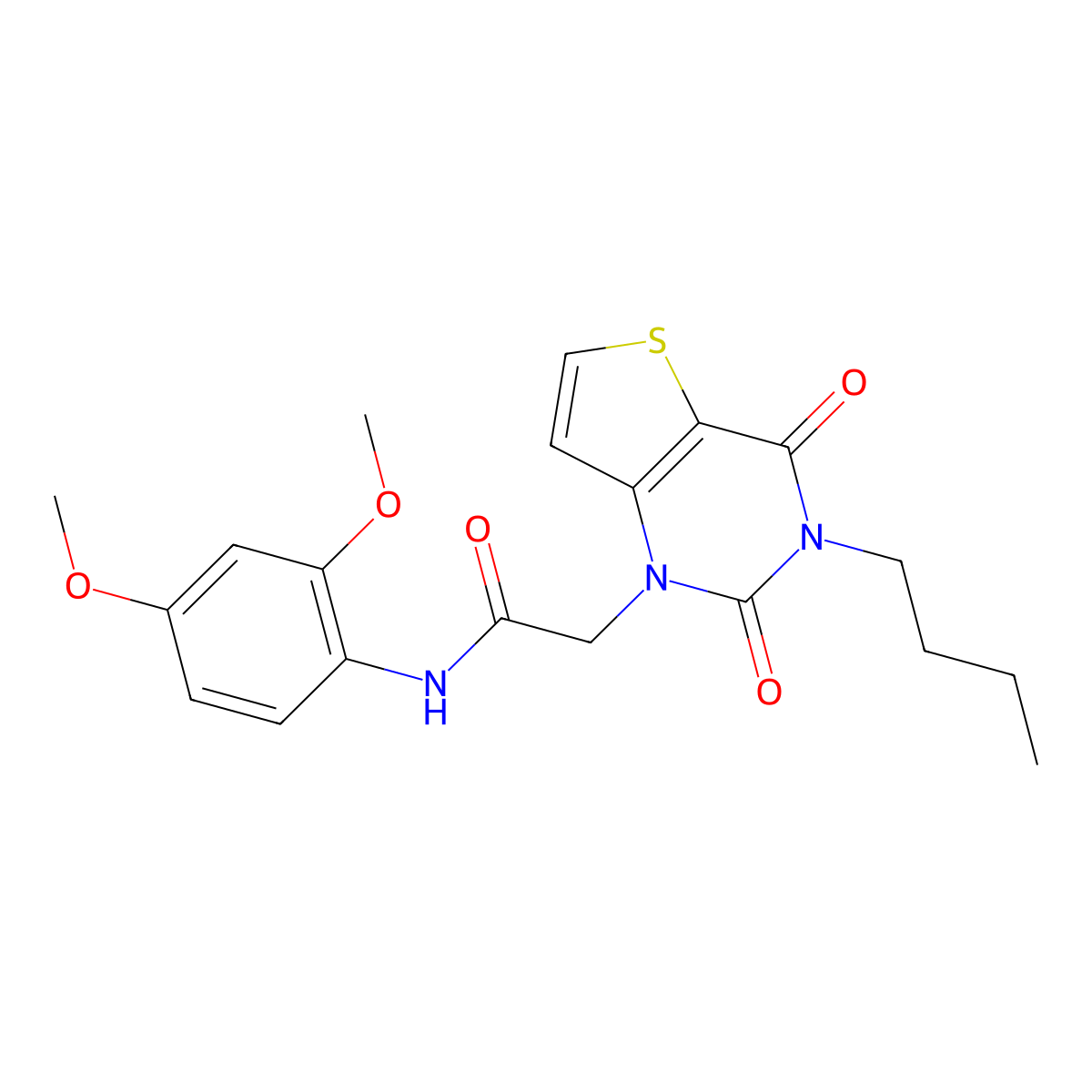2-(3-butyl-2,4-dioxo-3,4-dihydrothieno[3,2-d]pyrimidin-1(2H)-yl)-N-(2,4-dimethoxyphenyl)acetamide molecular structure, CAS 1252857-03-6