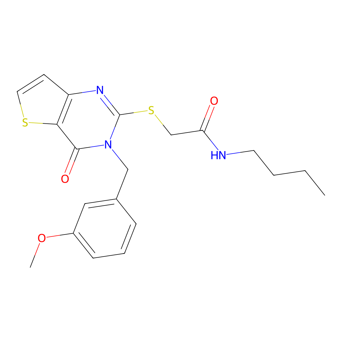 N-butyl-2-{[3-(3-methoxybenzyl)-4-oxo-3,4-dihydrothieno[3,2-d]pyrimidin-2-yl]sulfanyl}acetamide molecular structure, CAS 1252857-37-6