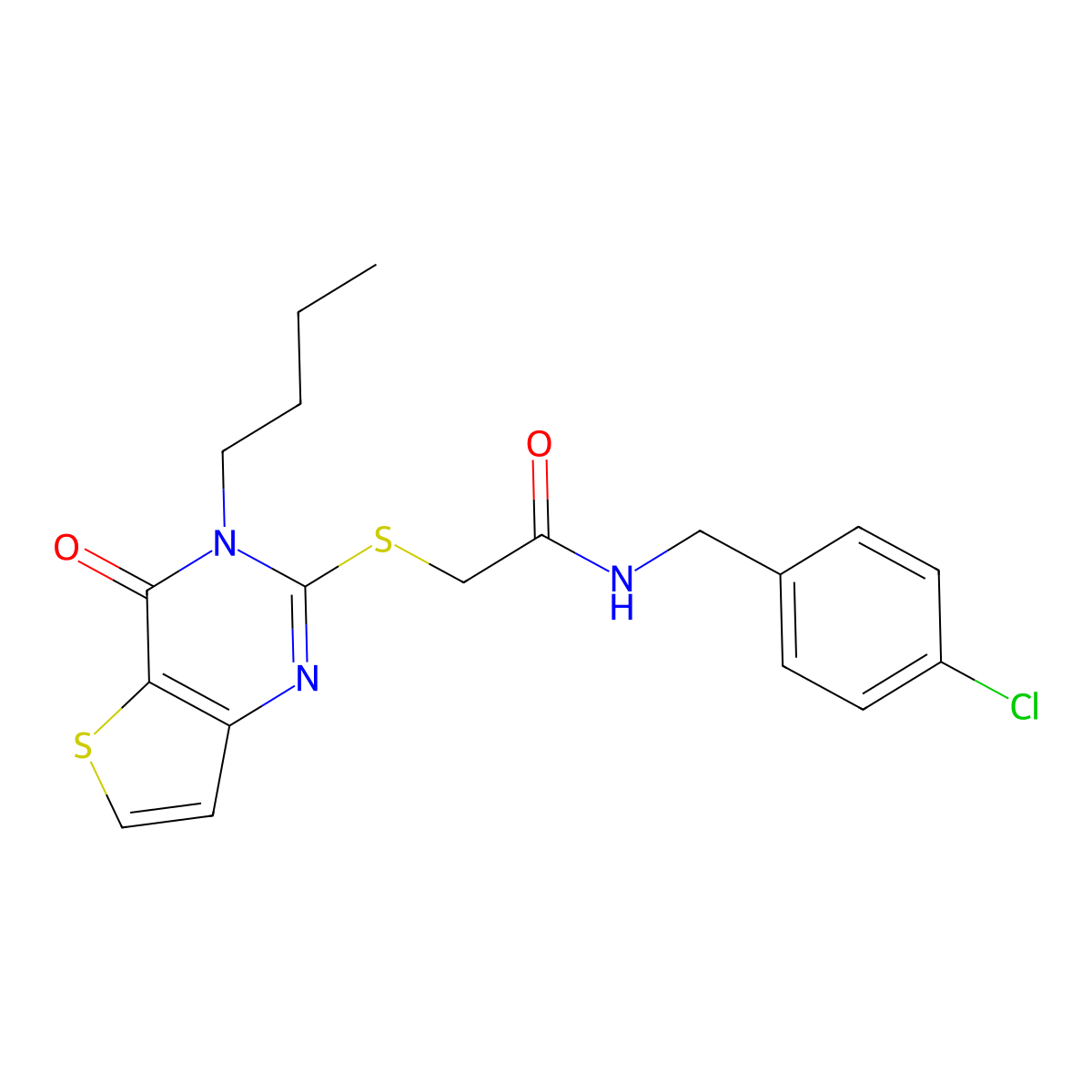 2-[(3-butyl-4-oxo-3,4-dihydrothieno[3,2-d]pyrimidin-2-yl)sulfanyl]-N-(4-chlorobenzyl)acetamide molecular structure, CAS 1252857-45-6