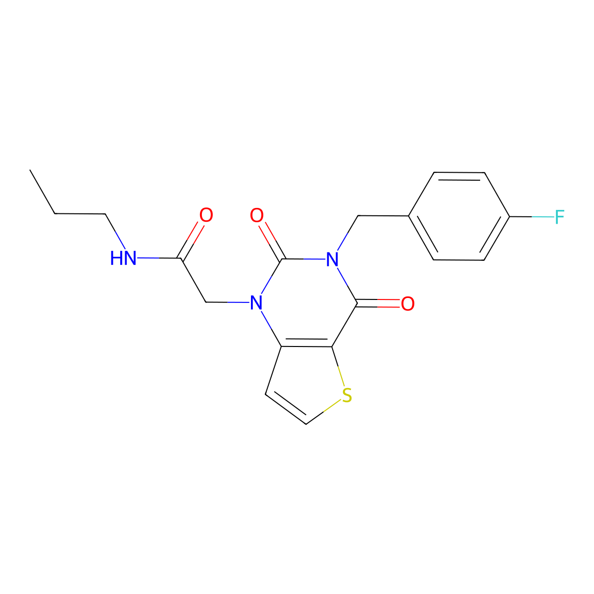 2-(3-(4-fluorobenzyl)-2,4-dioxo-3,4-dihydrothieno[3,2-d]pyrimidin-1(2H)-yl)-N-propylacetamide molecular structure, CAS 1252859-04-3