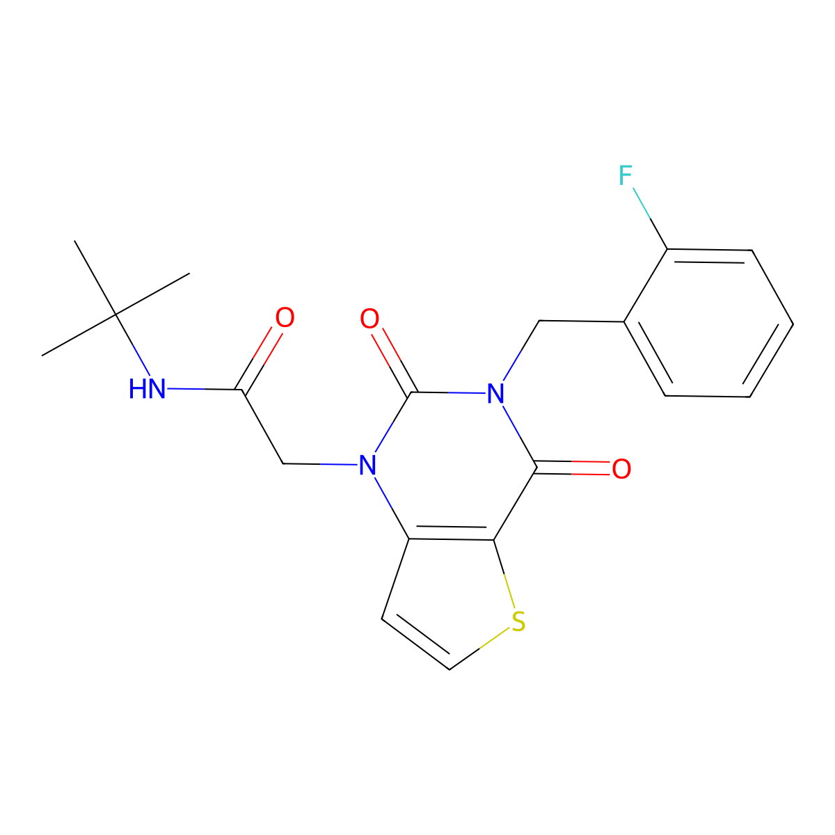 N-tert-butyl-2-[3-(2-fluorobenzyl)-2,4-dioxo-3,4-dihydrothieno[3,2-d]pyrimidin-1(2H)-yl]acetamide molecular structure, CAS 1252859-05-4