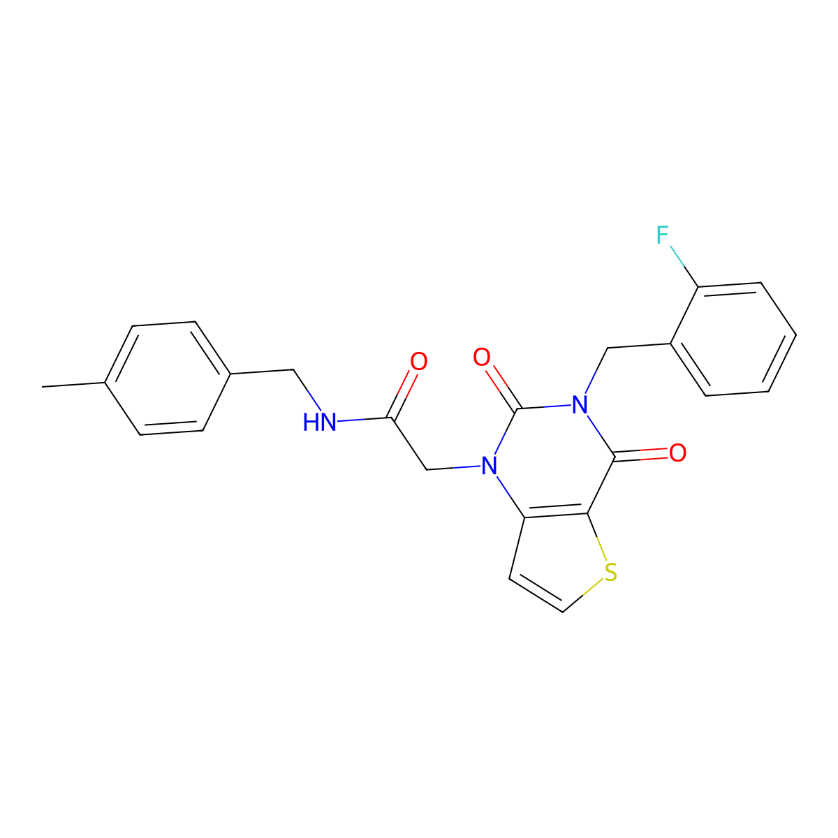 2-{3-[(2-fluorophenyl)methyl]-2,4-dioxo-1H,2H,3H,4H-thieno[3,2-d]pyrimidin-1-yl}-N-[(4-methylphenyl)methyl]acetamide molecular structure, CAS 1252859-29-2