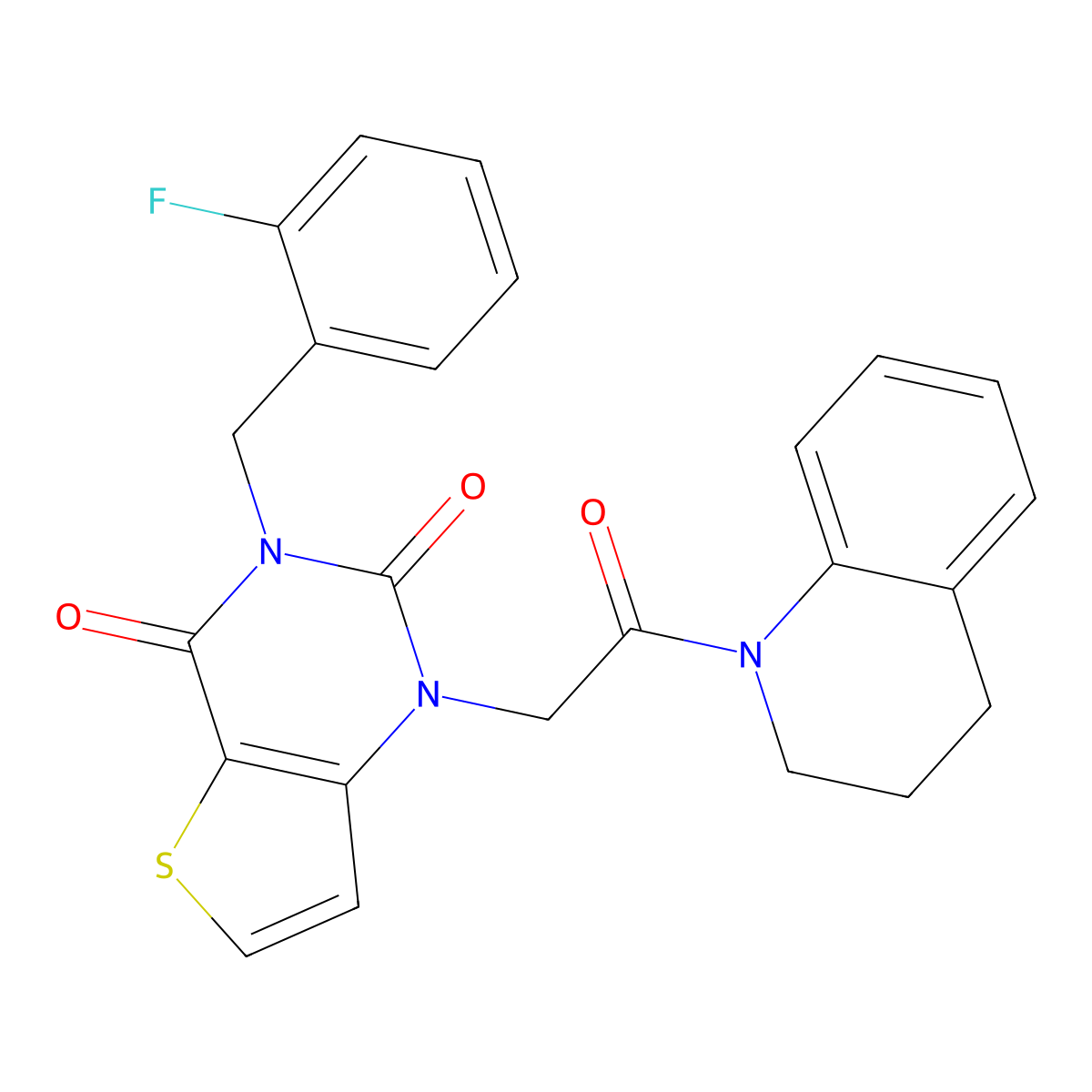 1-[2-(3,4-dihydroquinolin-1(2H)-yl)-2-oxoethyl]-3-(2-fluorobenzyl)thieno[3,2-d]pyrimidine-2,4(1H,3H)-dione molecular structure, CAS 1252859-79-2