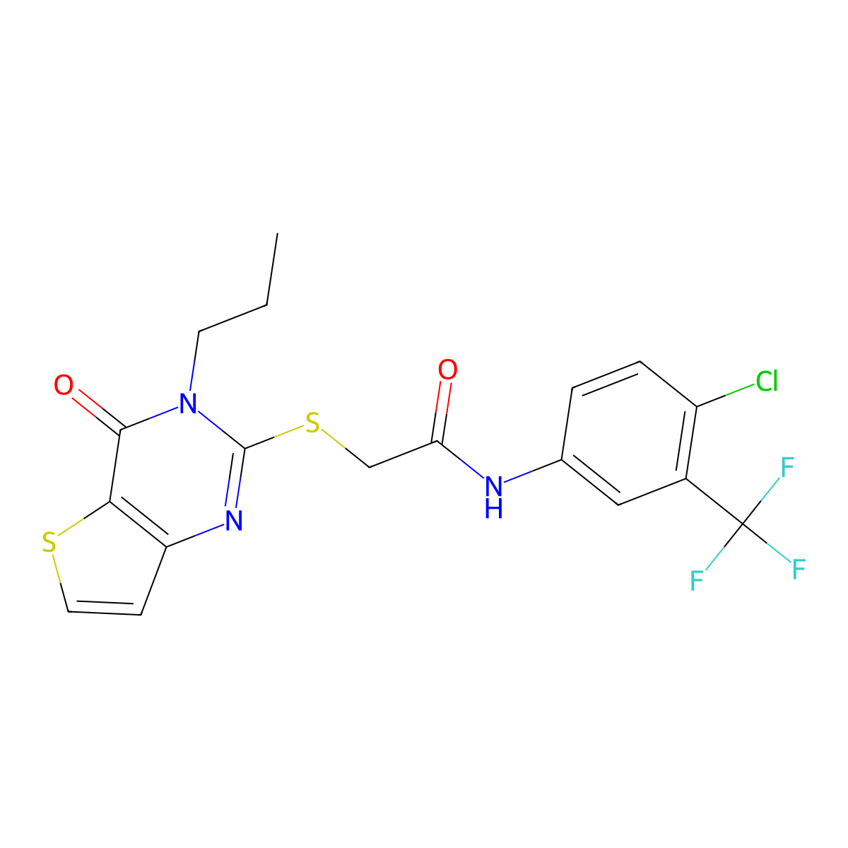 N-[4-chloro-3-(trifluoromethyl)phenyl]-2-({4-oxo-3-propyl-3H,4H-thieno[3,2-d]pyrimidin-2-yl}sulfanyl)acetamide molecular structure, CAS 1252859-88-3