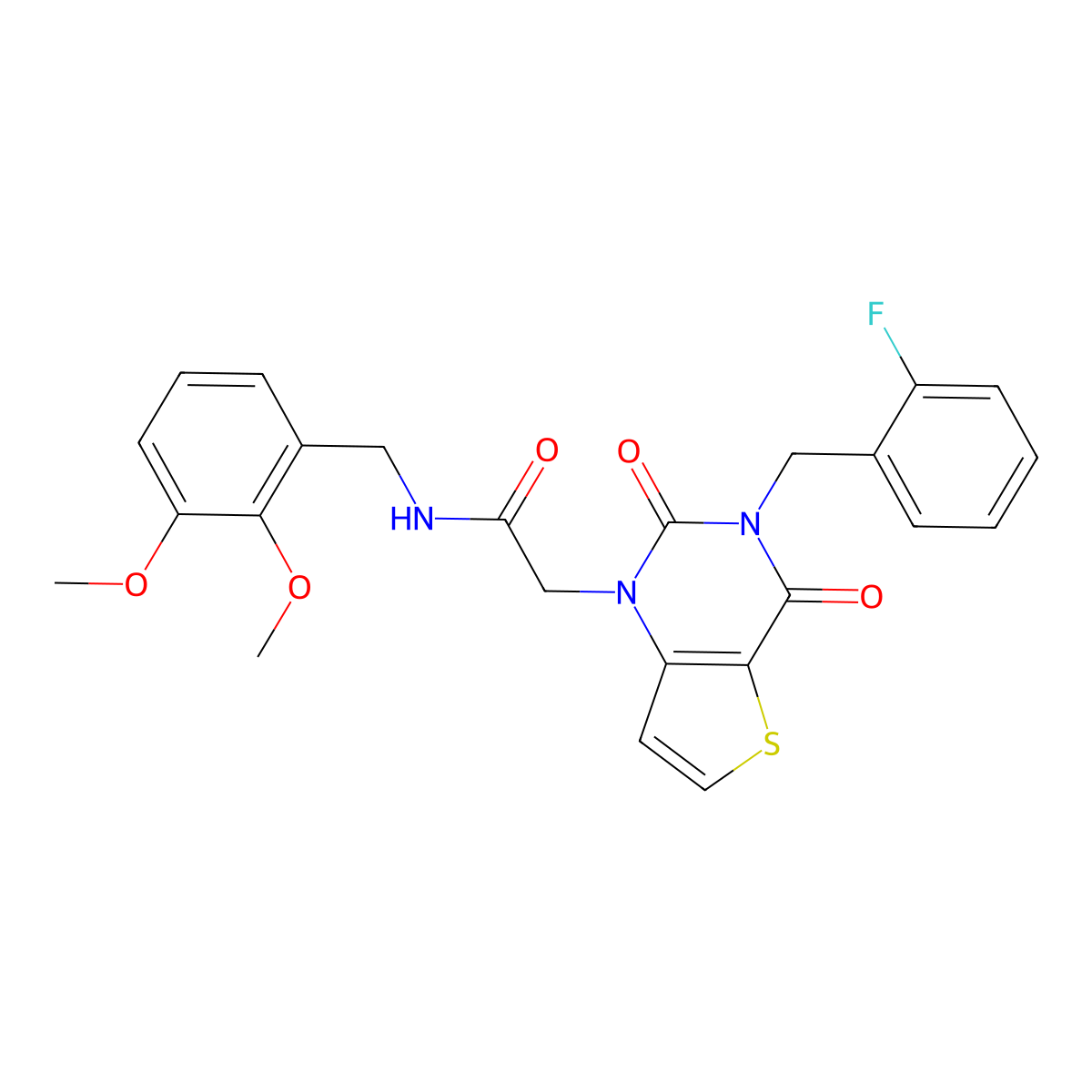 N-[(2,3-dimethoxyphenyl)methyl]-2-{3-[(2-fluorophenyl)methyl]-2,4-dioxo-1H,2H,3H,4H-thieno[3,2-d]pyrimidin-1-yl}acetamide molecular structure, CAS 1252859-96-3