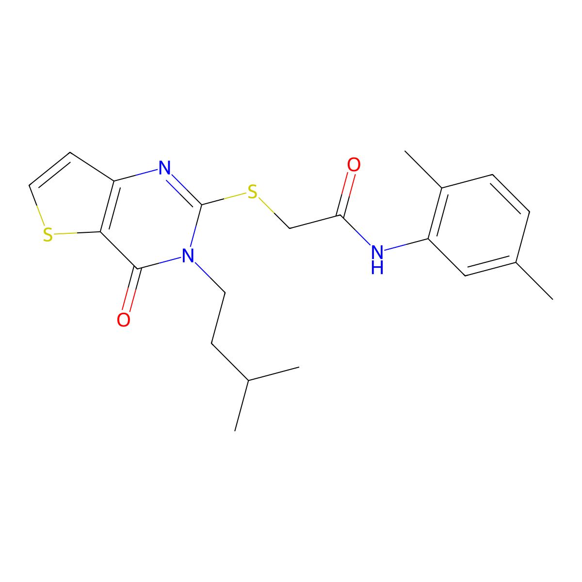 N-(2,5-dimethylphenyl)-2-{[3-(3-methylbutyl)-4-oxo-3,4-dihydrothieno[3,2-d]pyrimidin-2-yl]sulfanyl}acetamide molecular structure, CAS 1252860-63-1